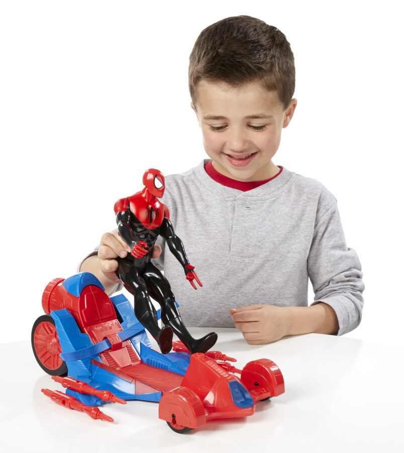 Hasbro marvel spider-man, spider-man turbo racer, action figure da 30 cm di spider-man con veicolo - Spiderman