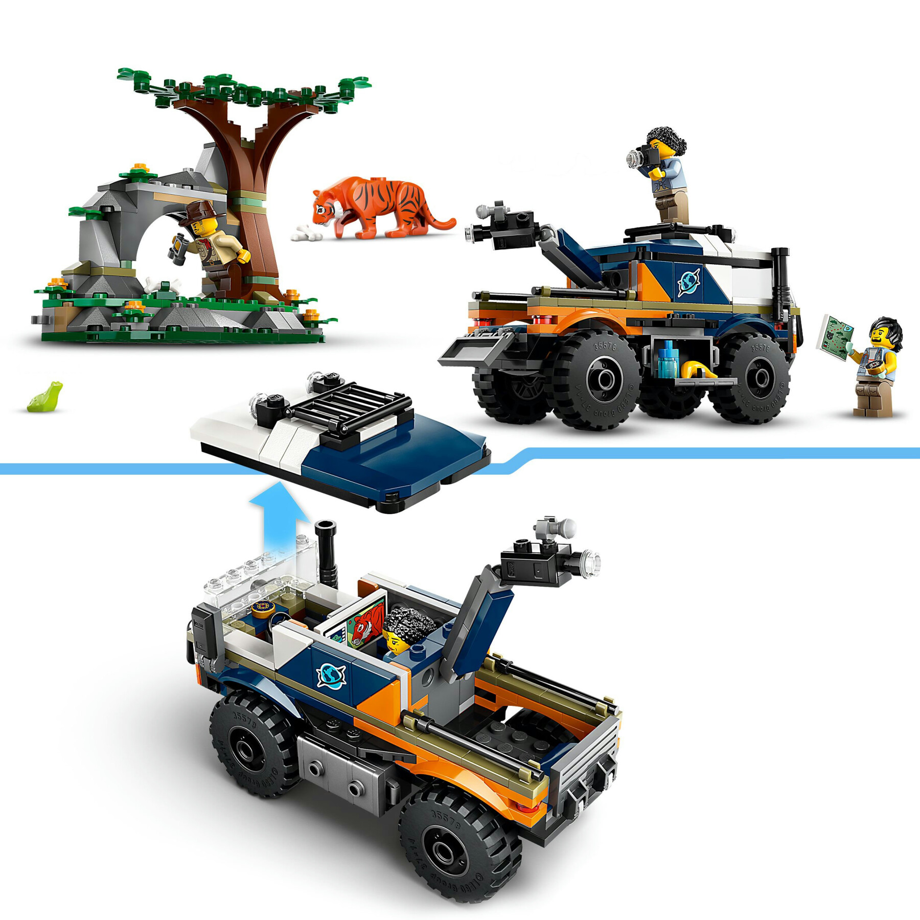 Lego city 60426 fuoristrada dell’esploratore della giungla, camion giocattolo con minifigure e tigre, giochi per bambini 6+ - LEGO CITY