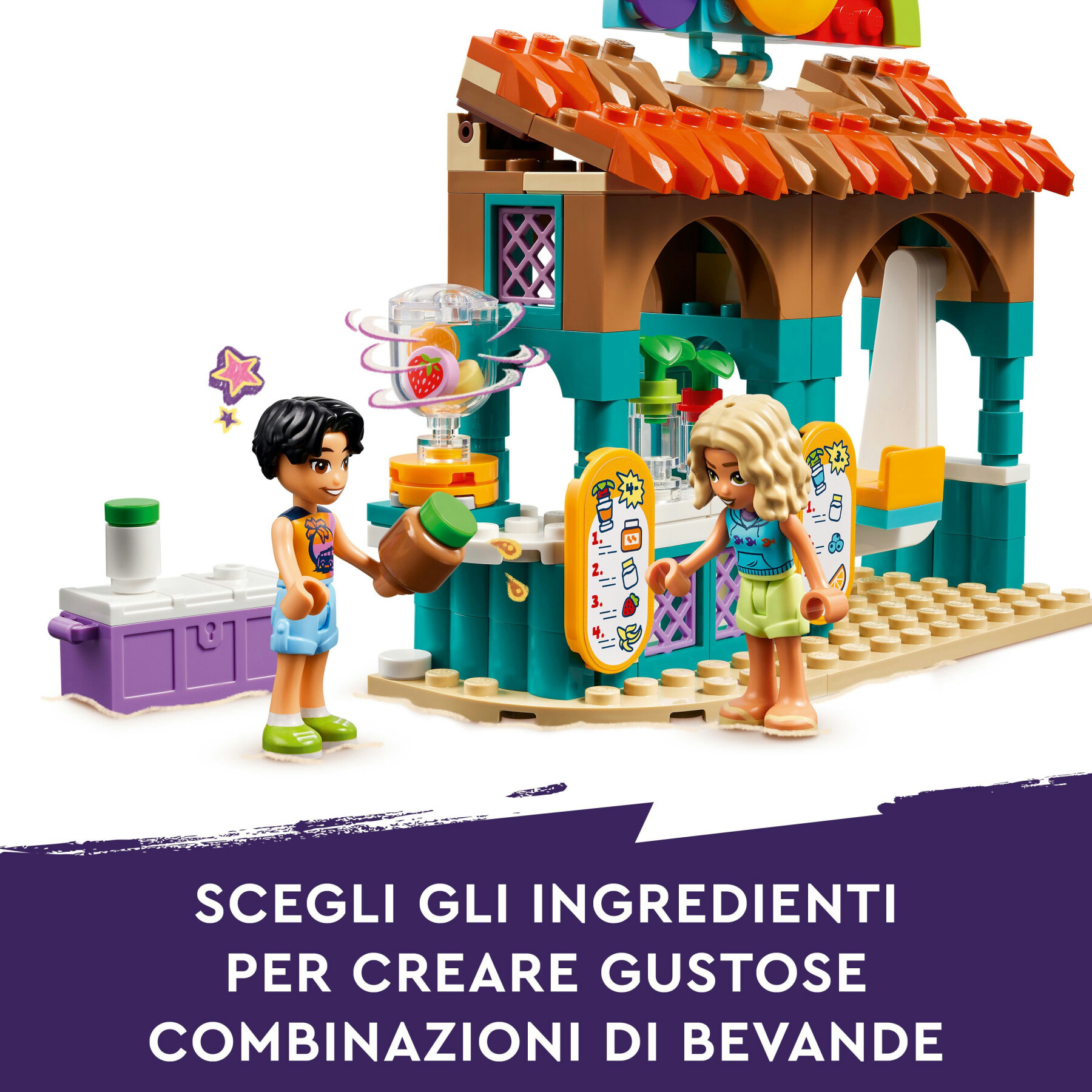 Lego friends 42625 bancarella dei frullati sulla spiaggia, giochi per bambini 6+ con 2 mini bamboline, buggy e cibo giocattolo - LEGO FRIENDS