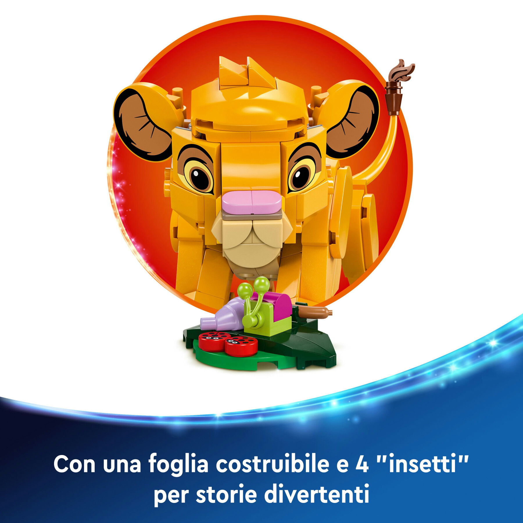 Lego disney 43243 simba, il cucciolo del re leone, giochi di fantasia per bambini 6+ anni, personaggio giocattolo costruibile - Lego