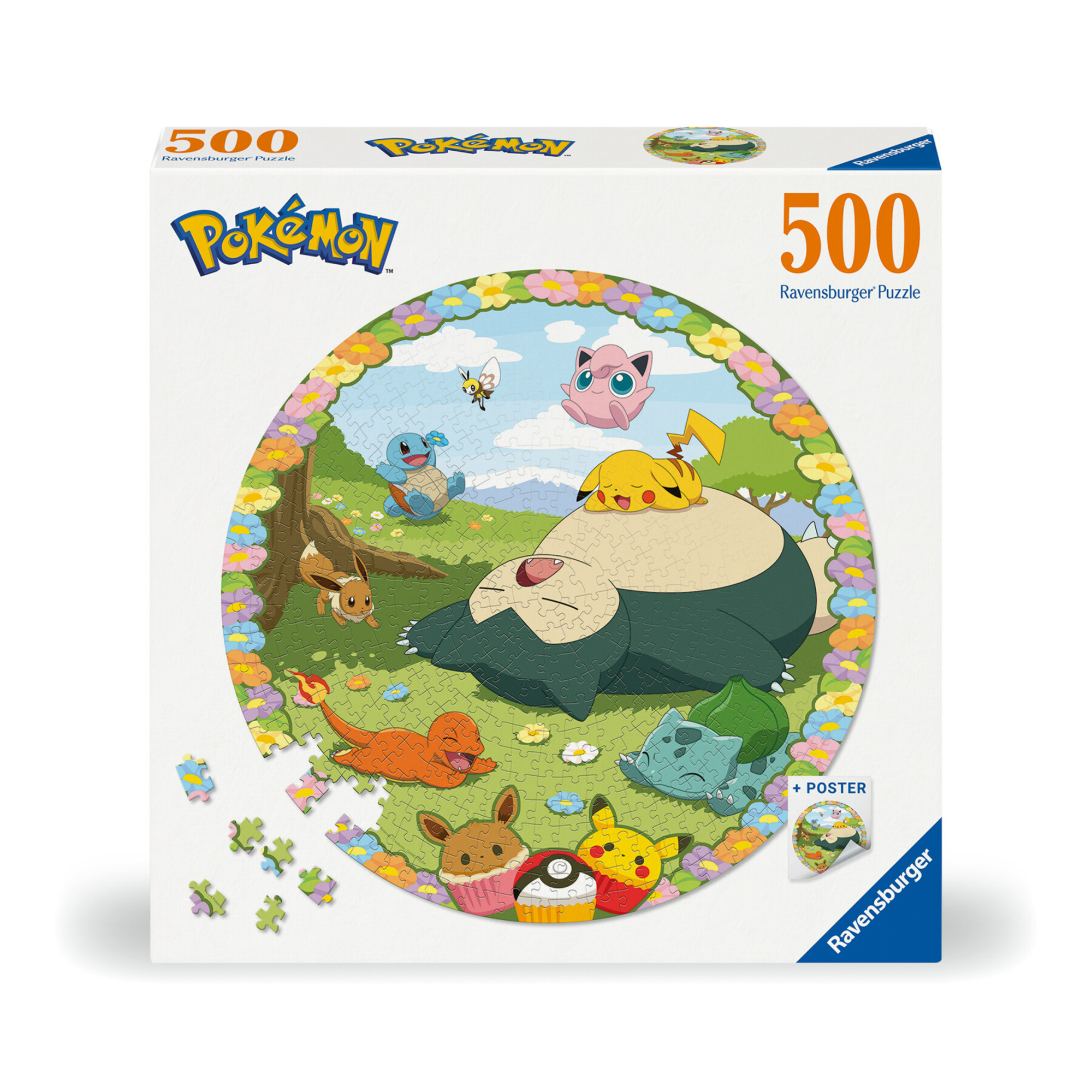 Ravensburger - puzzle rotondo pokémon, round puzzle 500 pezzi, puzzle adulti - RAVENSBURGER