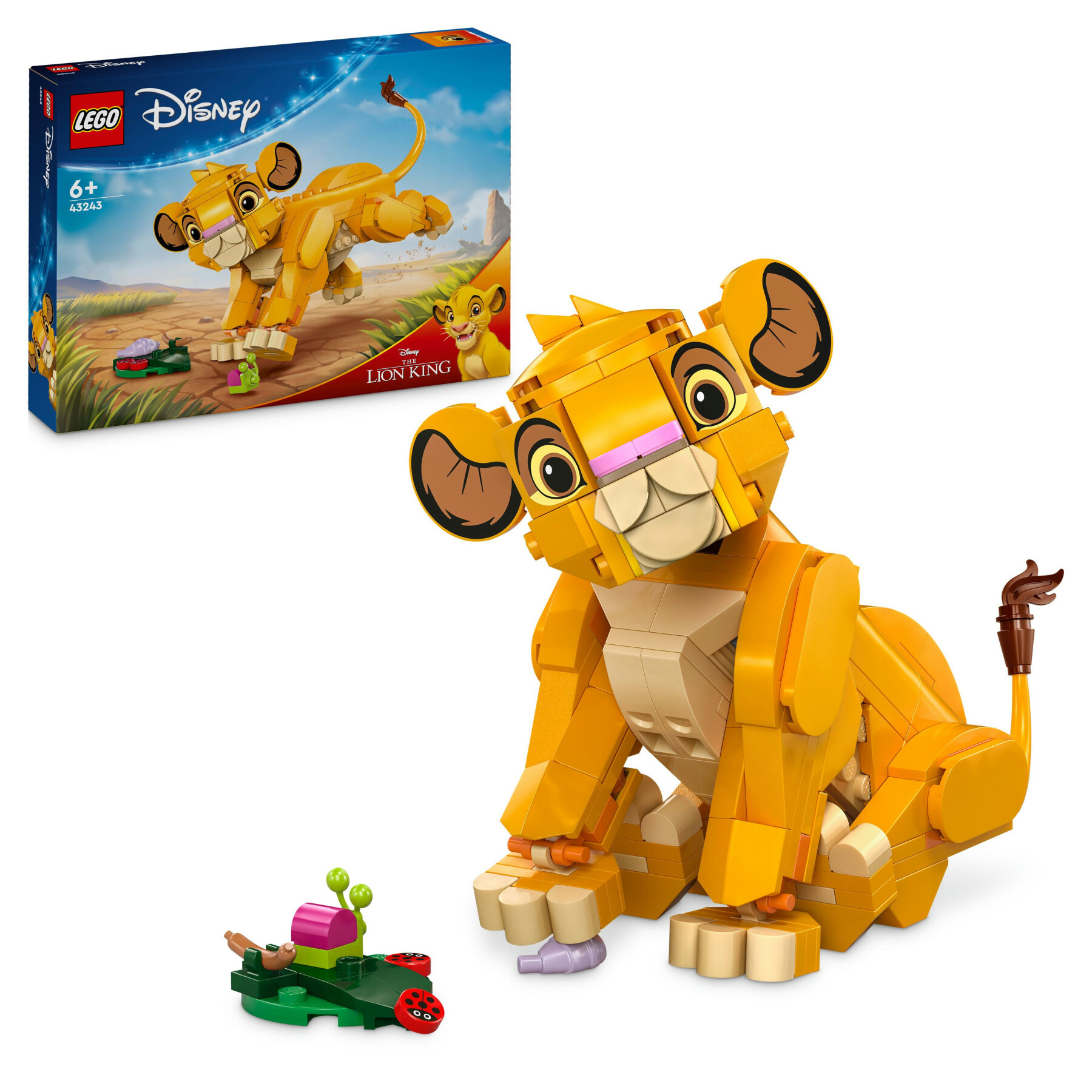 Lego disney 43243 simba, il cucciolo del re leone, giochi di fantasia per bambini 6+ anni, personaggio giocattolo costruibile