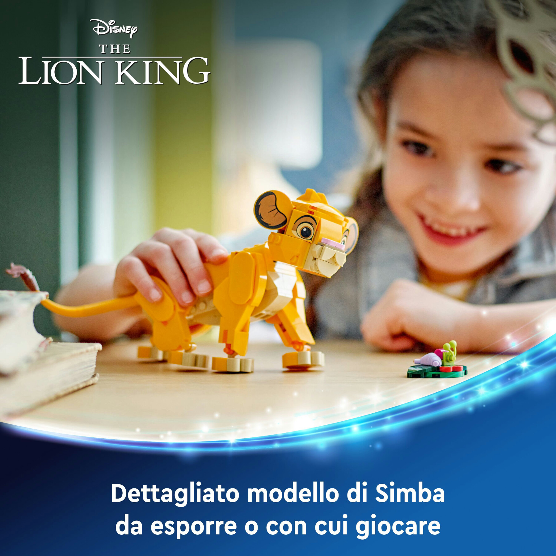 Lego disney 43243 simba, il cucciolo del re leone, giochi di fantasia per bambini 6+ anni, personaggio giocattolo costruibile - Lego