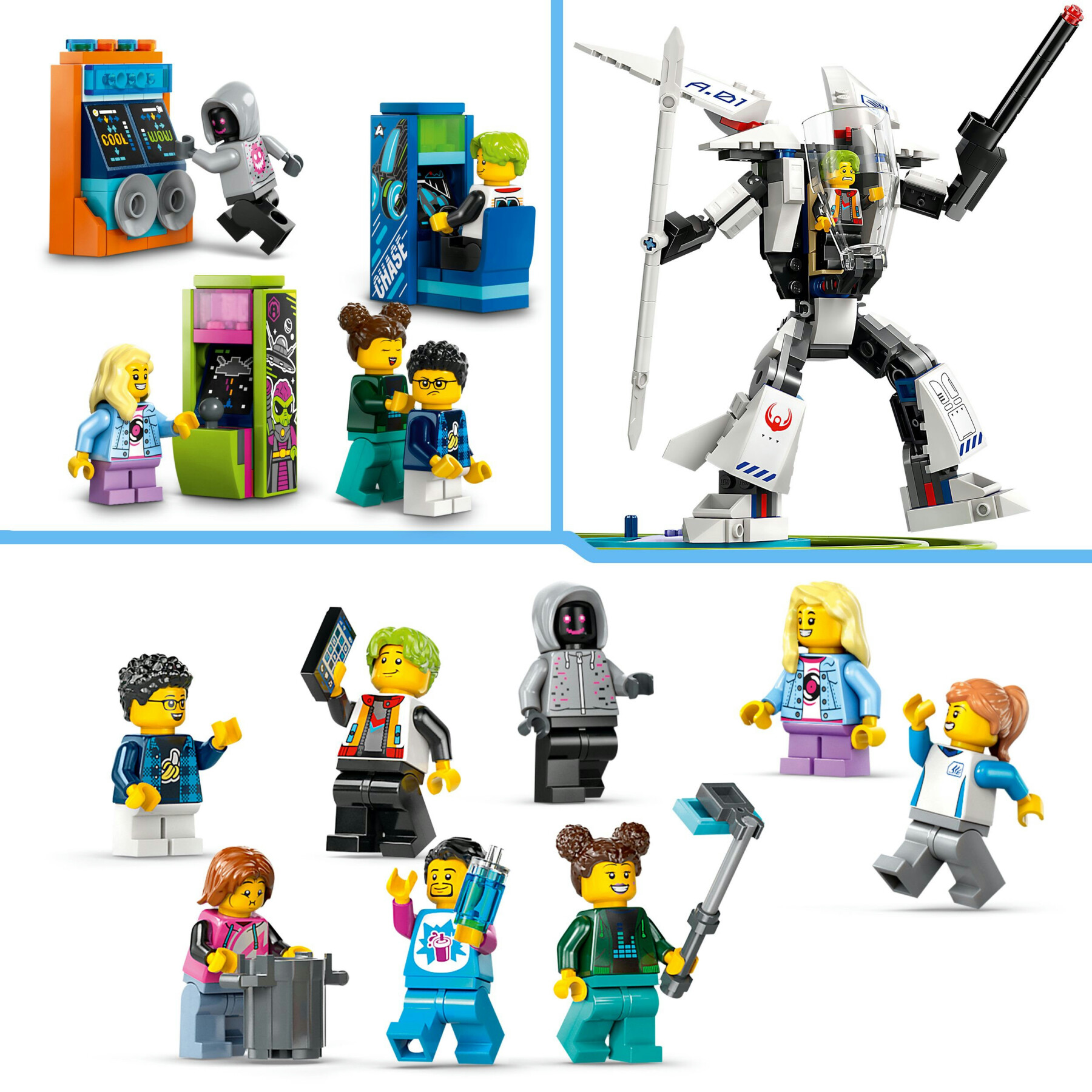 Lego city 60421 montagne russe di robot world, parco giochi per bambini 8+ anni da costruire con mech giocattolo snodabile - LEGO CITY