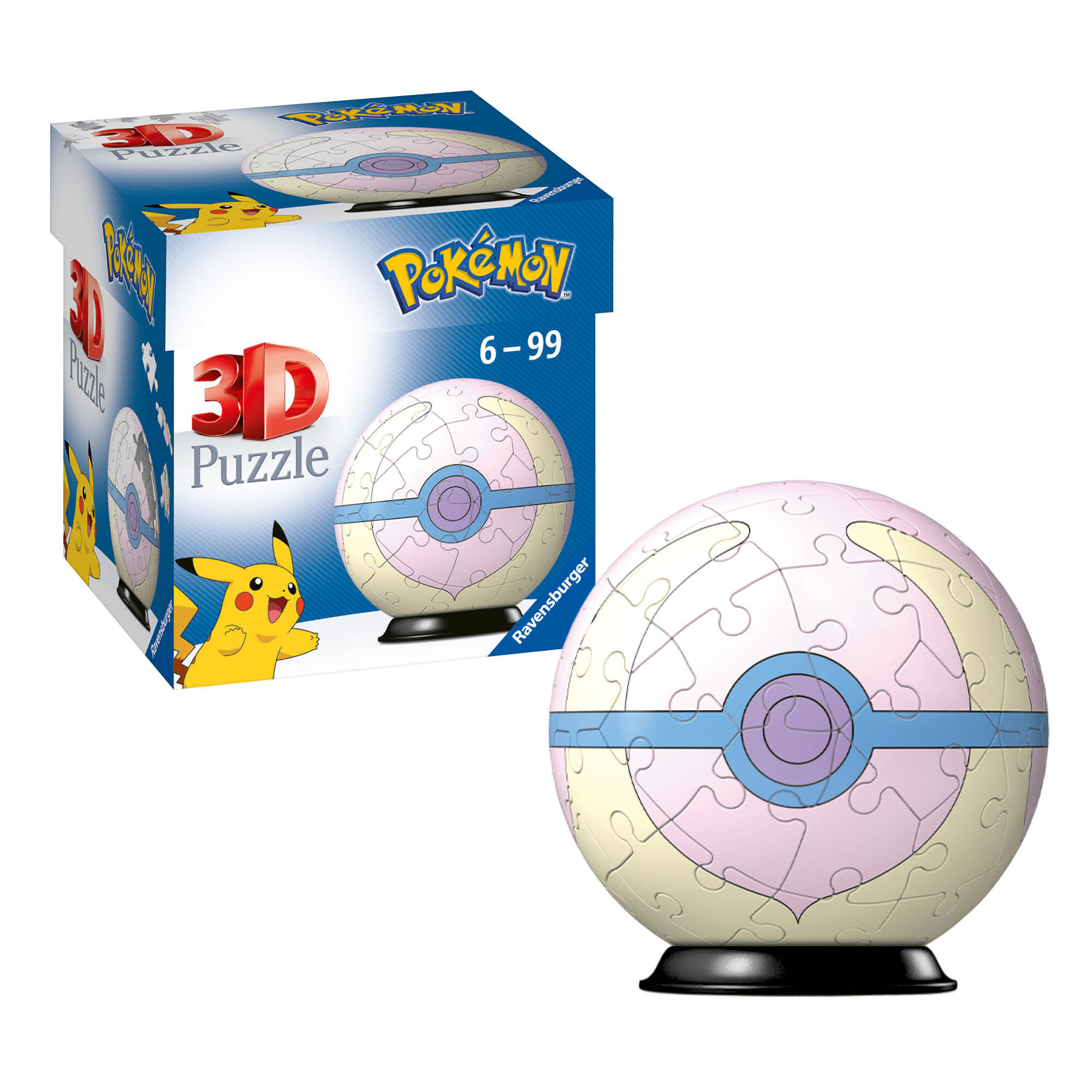 Ravensburger - 3d puzzle pokémon heal ball rosa, 54 pz, 6+ anni - POKEMON, RAVENSBURGER 3D PUZZLE