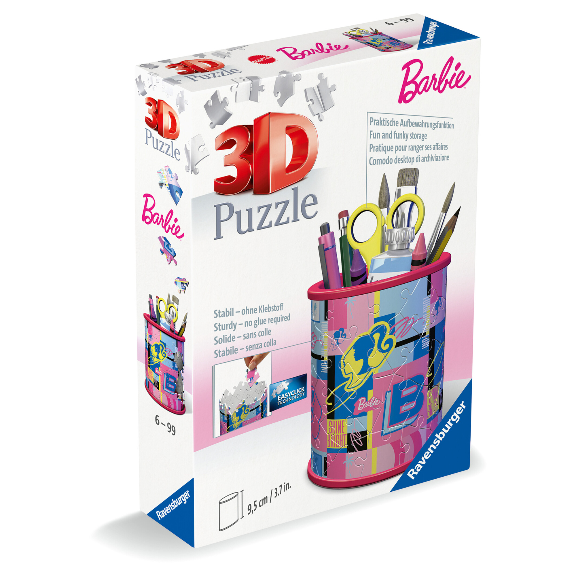 Ravensburger - 3d puzzle portapenne barbie, 54 pezzi, include accessori, 6+ anni - RAVENSBURGER 3D PUZZLE, Barbie