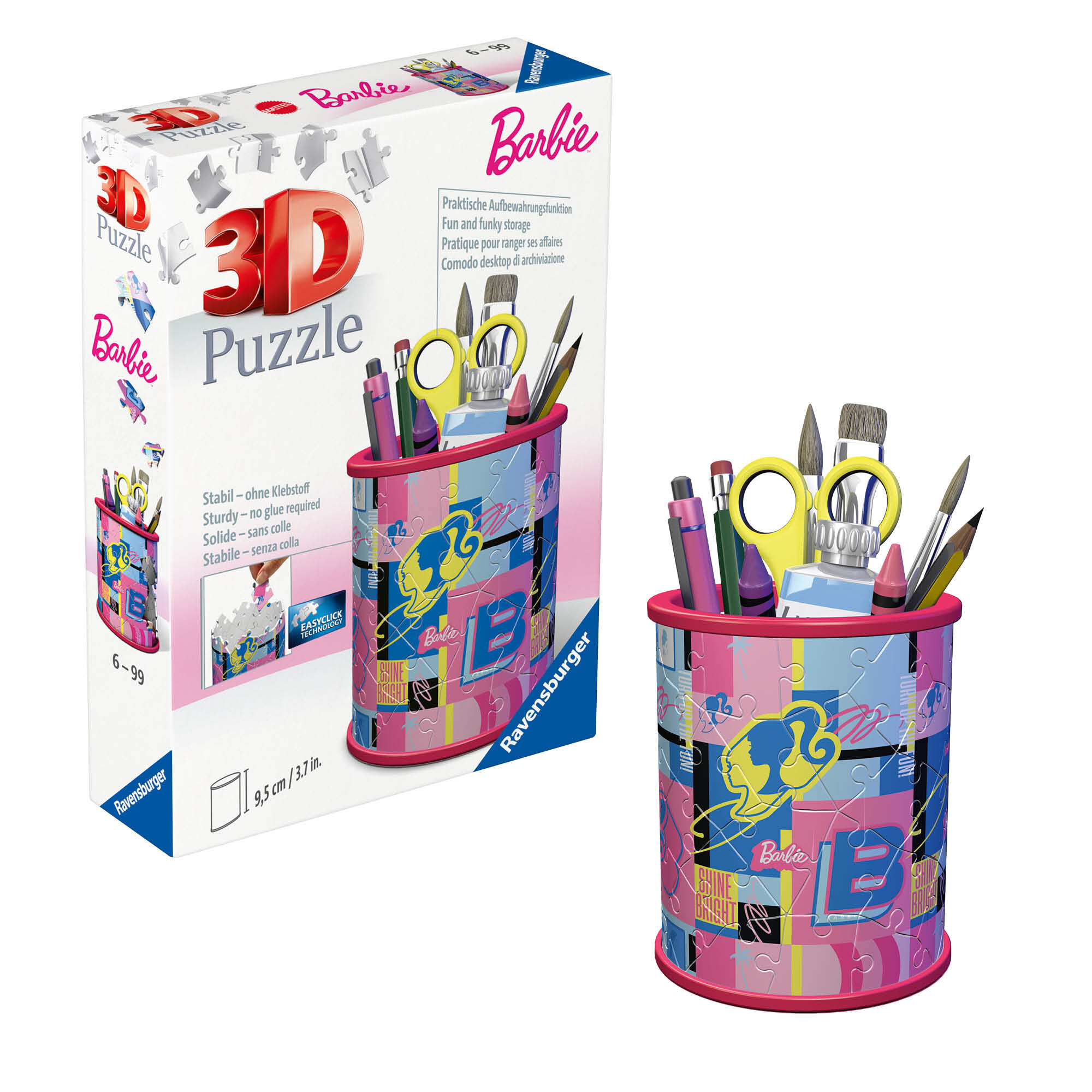 Ravensburger - 3d puzzle portapenne barbie, 54 pezzi, include accessori, 6+ anni - RAVENSBURGER 3D PUZZLE, Barbie