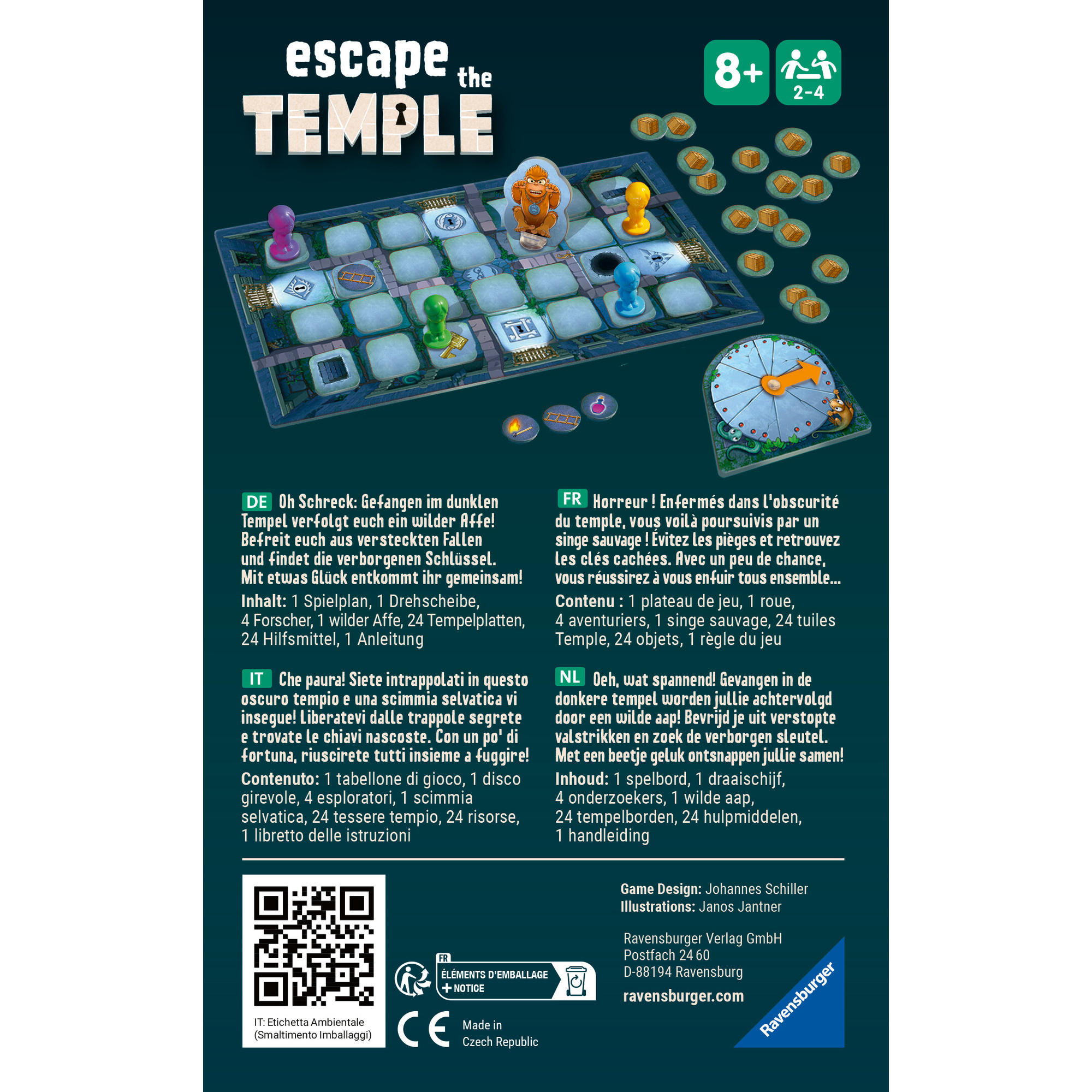 Ravensburger - escape the temple, gioco tascabile, 2-4 giocatori, 8+ anni - 