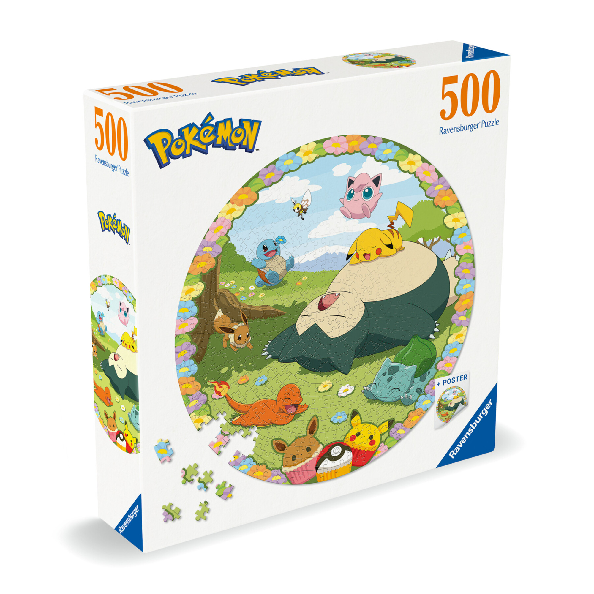 Ravensburger - puzzle rotondo pokémon, round puzzle 500 pezzi, puzzle adulti - RAVENSBURGER