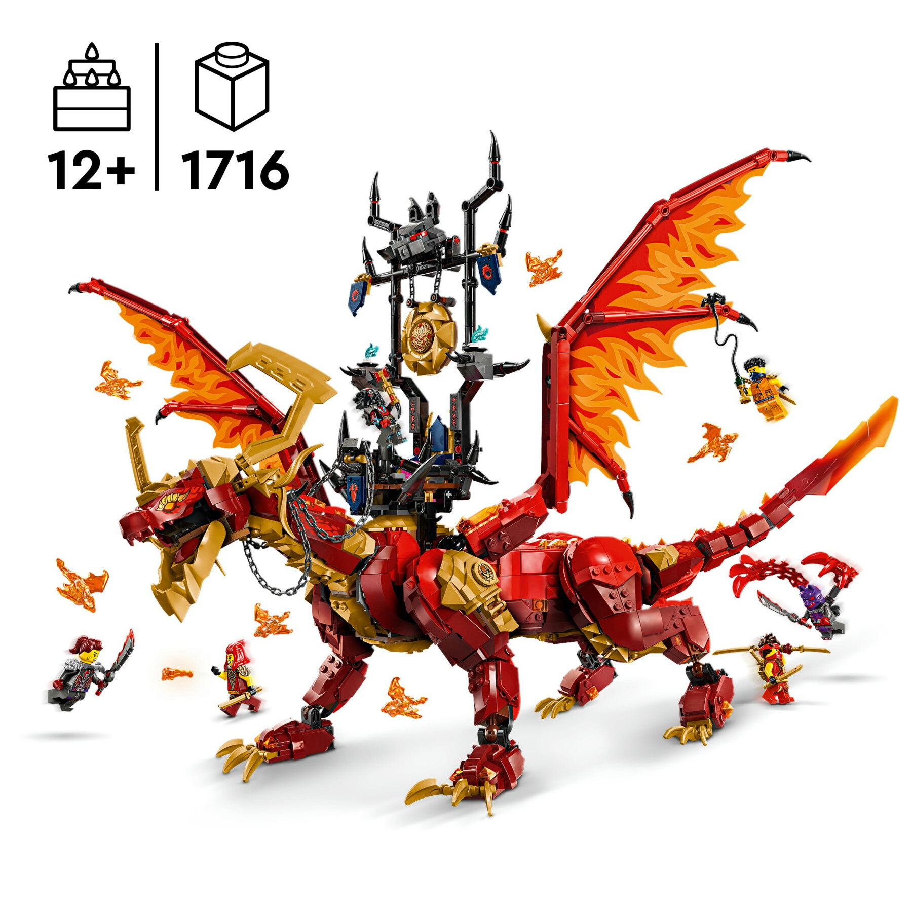 Lego ninjago 71822 drago-sorgente del movimento, figura giocattolo snodabili, giochi d'avventura bambini 6+ con 6 minifigure - LEGO NINJAGO