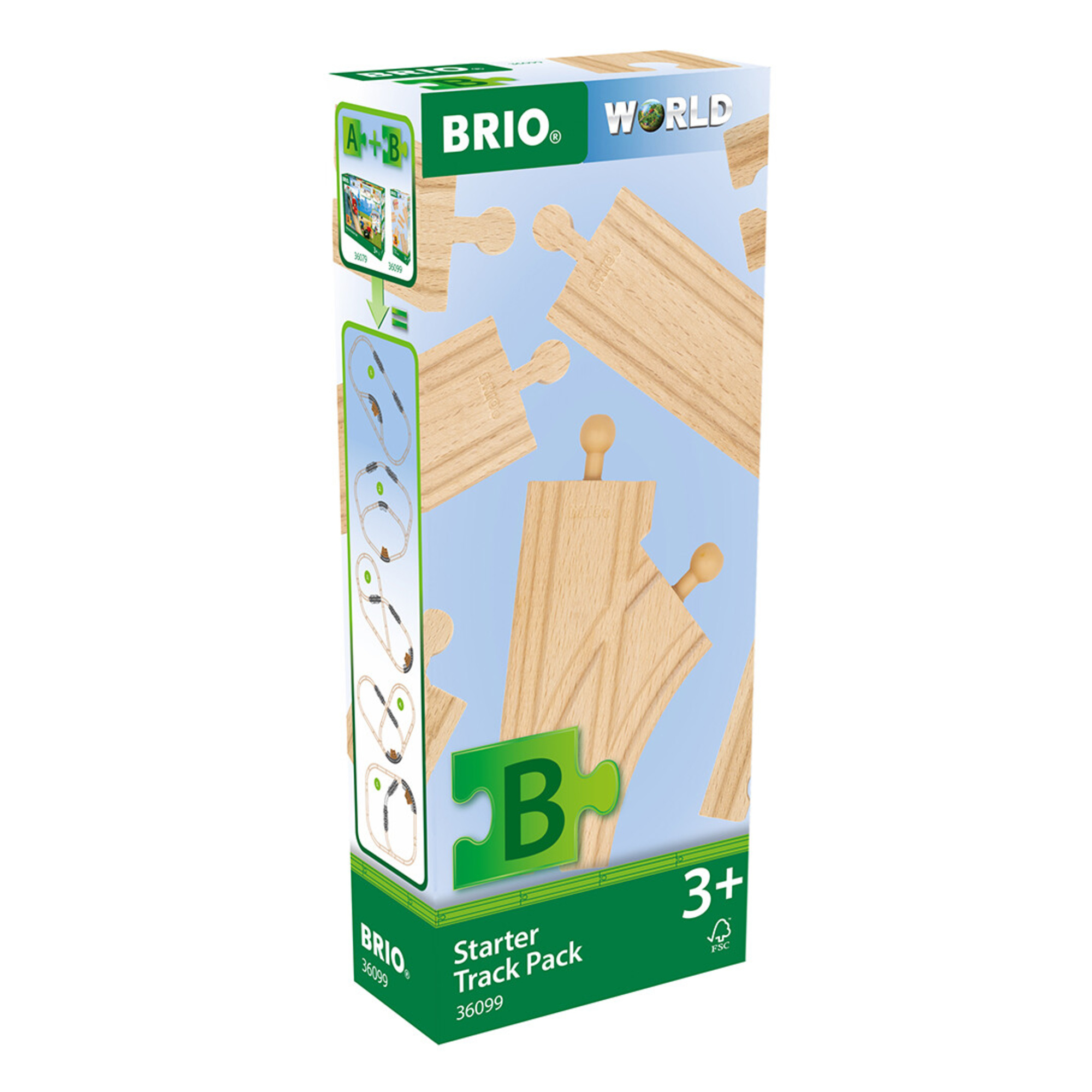 Brio world – pacchetto di espansione starter - set di binari in legno per ferrovia da 12 pezzi, 3+ - BRIO