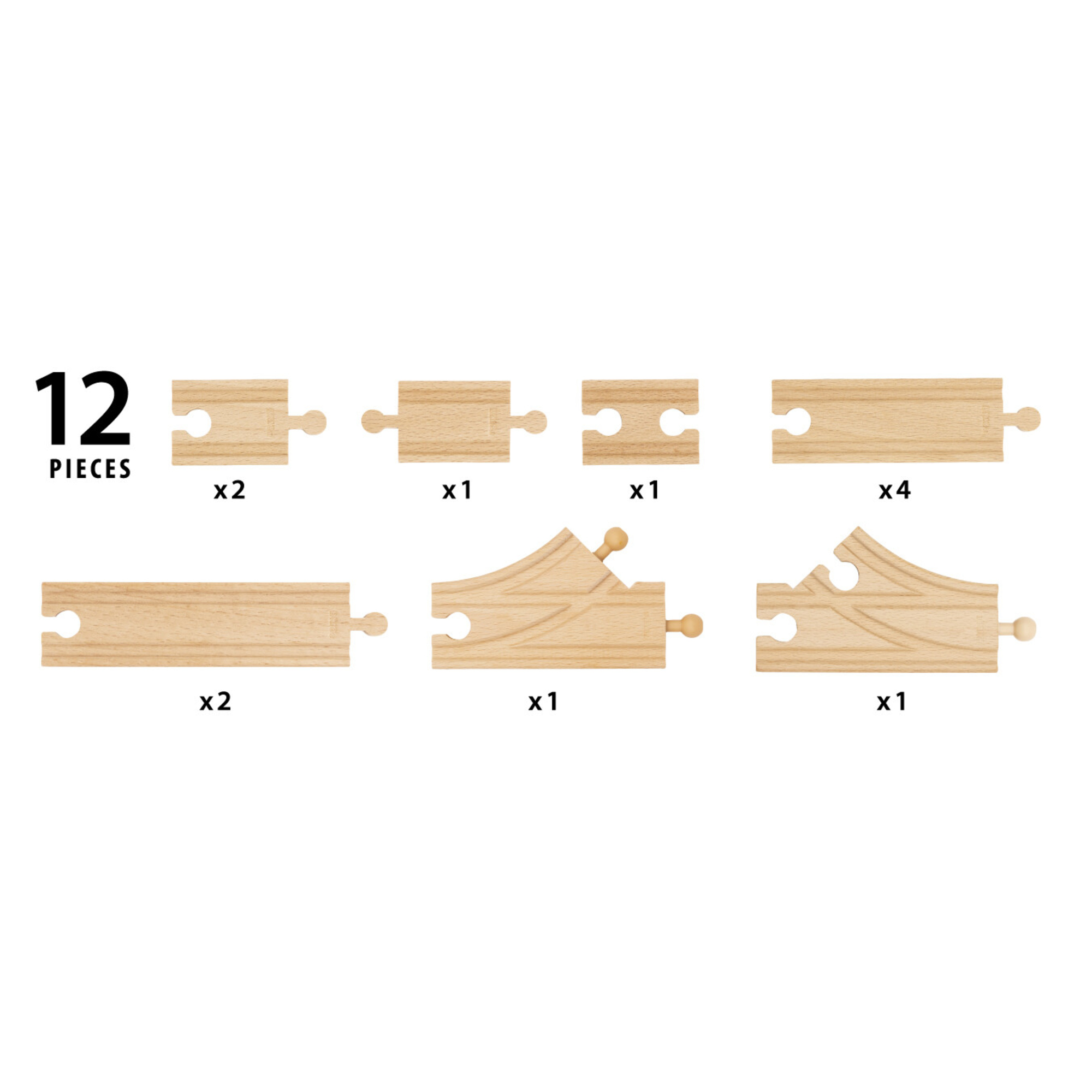 Brio world – pacchetto di espansione starter - set di binari in legno per ferrovia da 12 pezzi, 3+ - BRIO