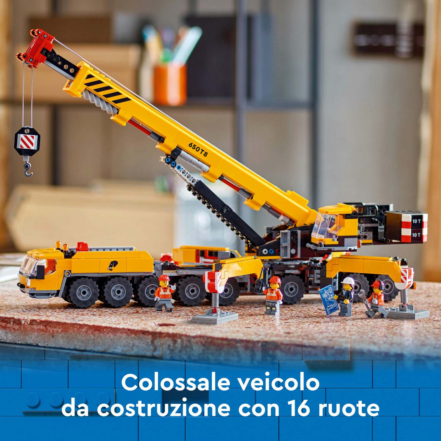 Lego city 60409 gru da cantiere mobile gialla, giochi creativi per bambini 9+, veicolo giocattolo con funzioni e 4 minifigure - LEGO CITY