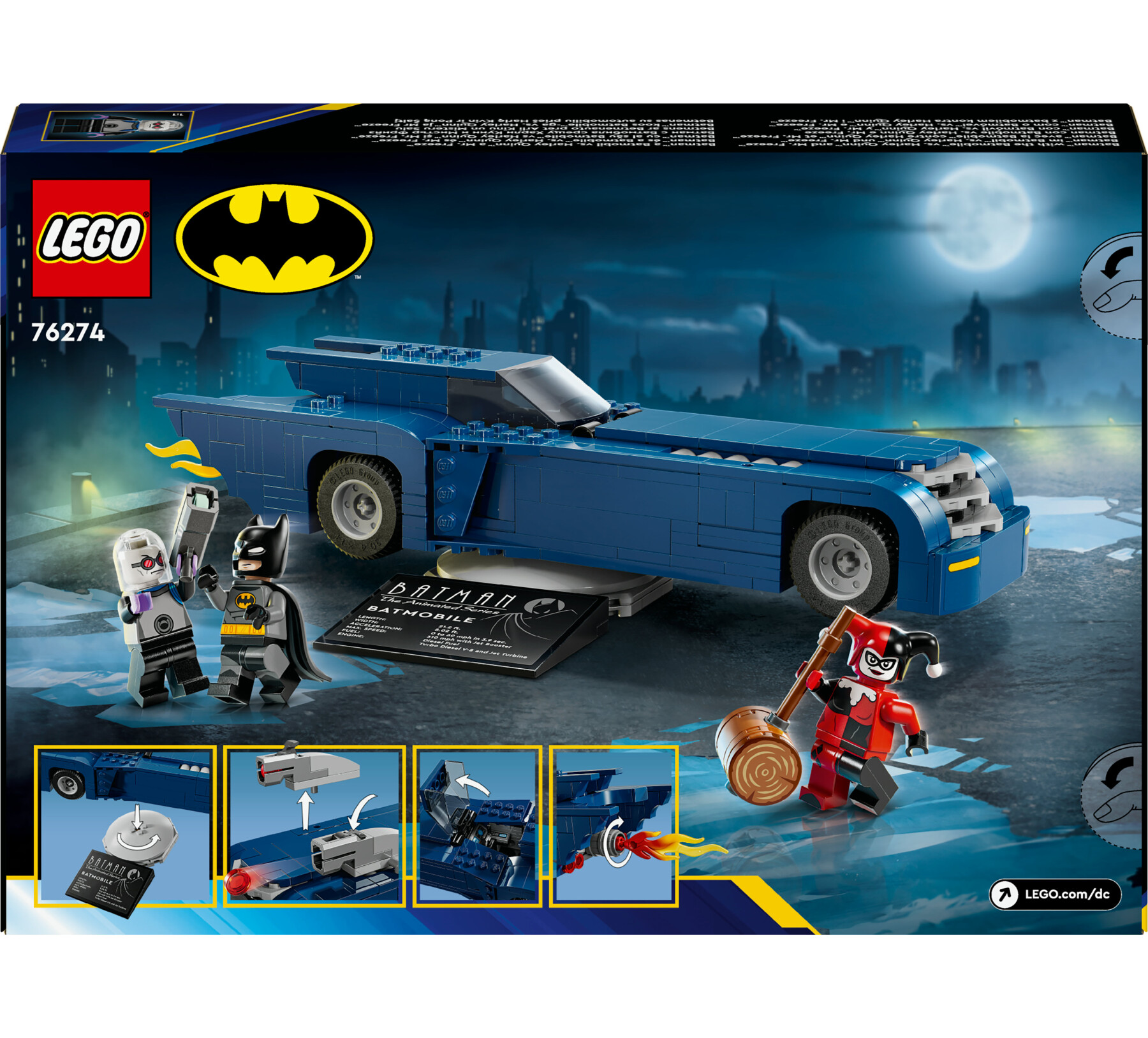 Lego dc 76274 batman con batmobile vs. harley quinn e mr. freeze, macchina giocattolo del supereroe, gioco per bambini 8+ - LEGO SUPER HEROES