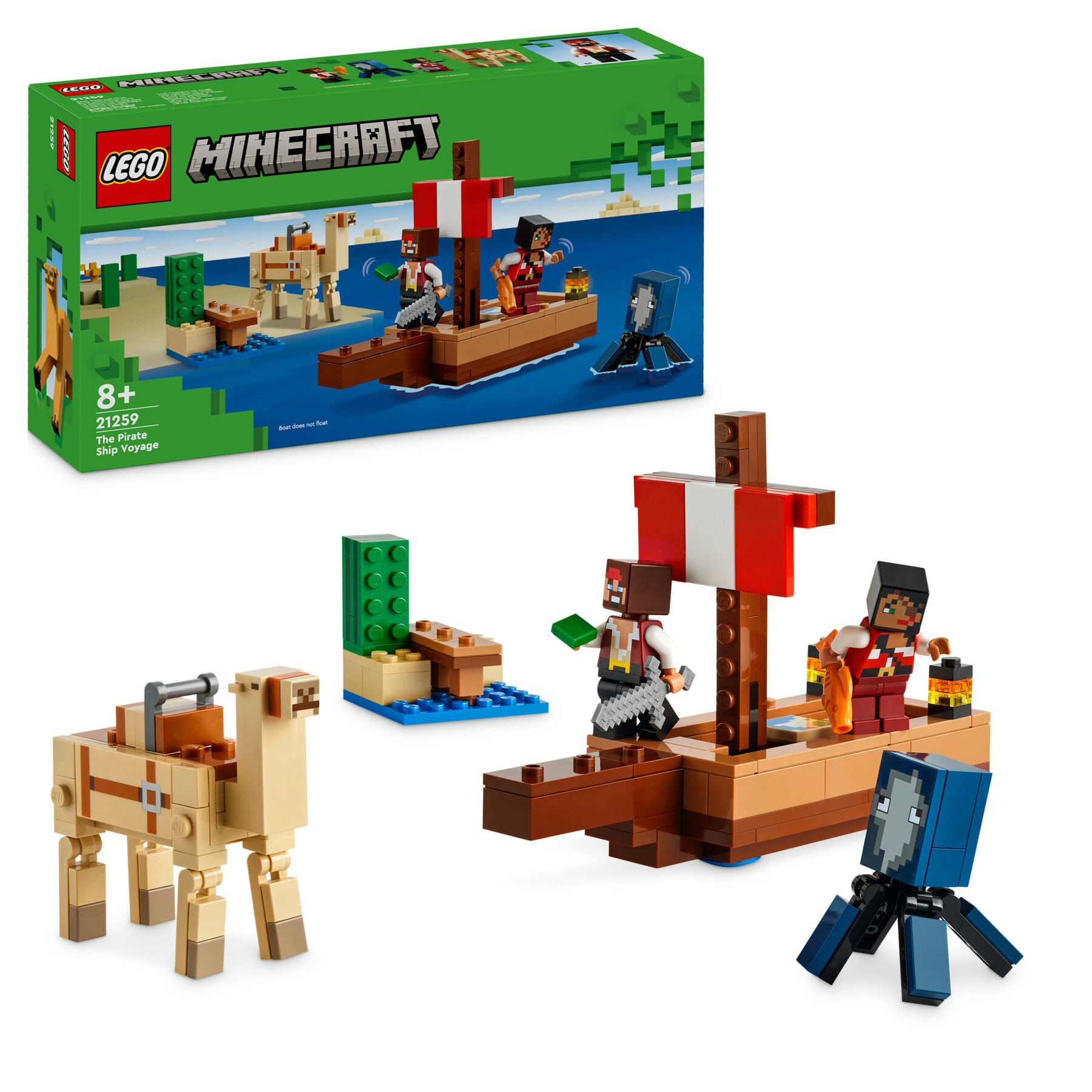 Lego minecraft 21259 il viaggio del galeone dei pirati, barca giocattolo da costruire con personaggi, giochi per bambini 8+ - MINECRAFT