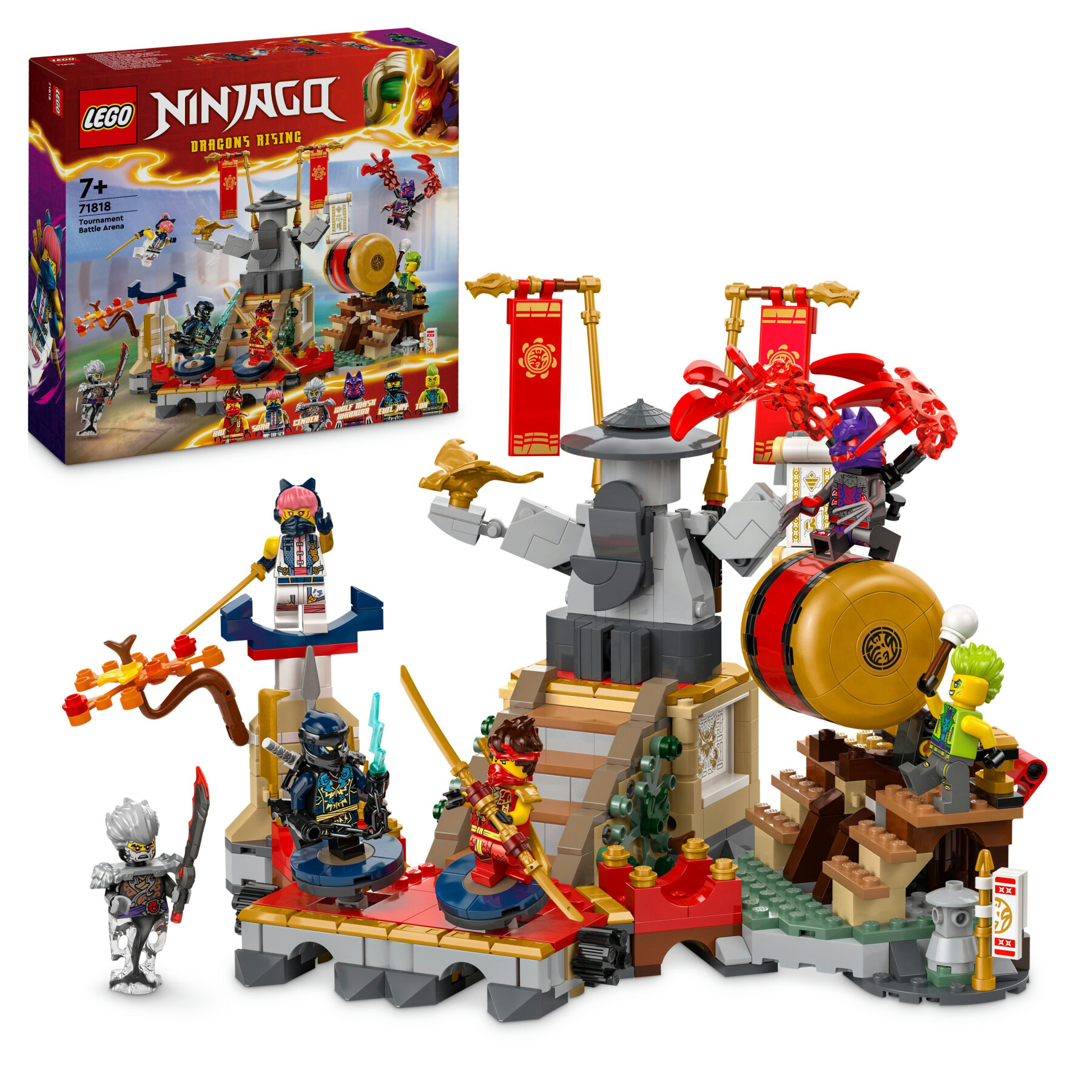 Lego ninjago 71818 torneo: arena di battaglia, giochi per bambini 7+ anni con 6 minifigure e tempio con funzioni da costruire - LEGO NINJAGO