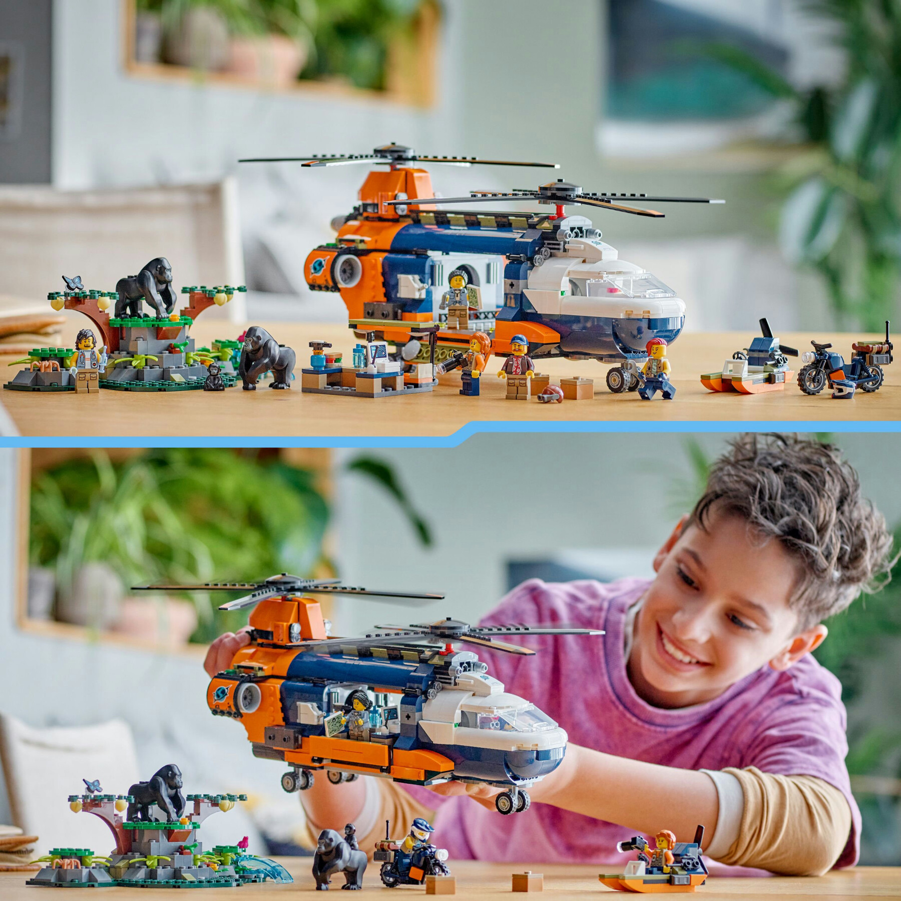 Lego city 60437 elicottero dell’esploratore nella giungla, giochi per bambini 8+ con veicolo giocattolo, animali e minifigure - LEGO CITY