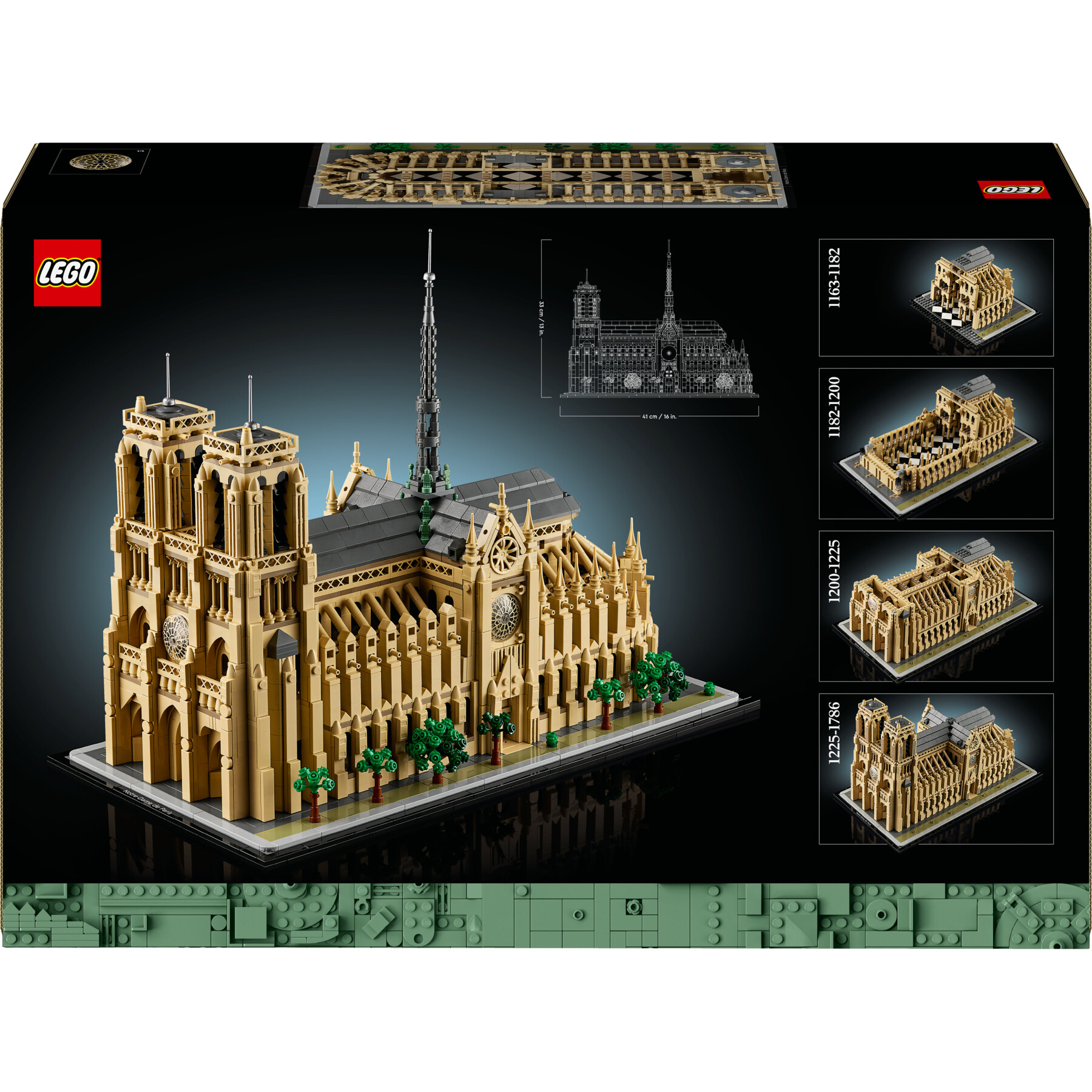 Lego architecture 21061 notre-dame de paris, kit modellismo per adulti di monumento da collezione, regalo per mamma o papà - LEGO ARCHITECTURE