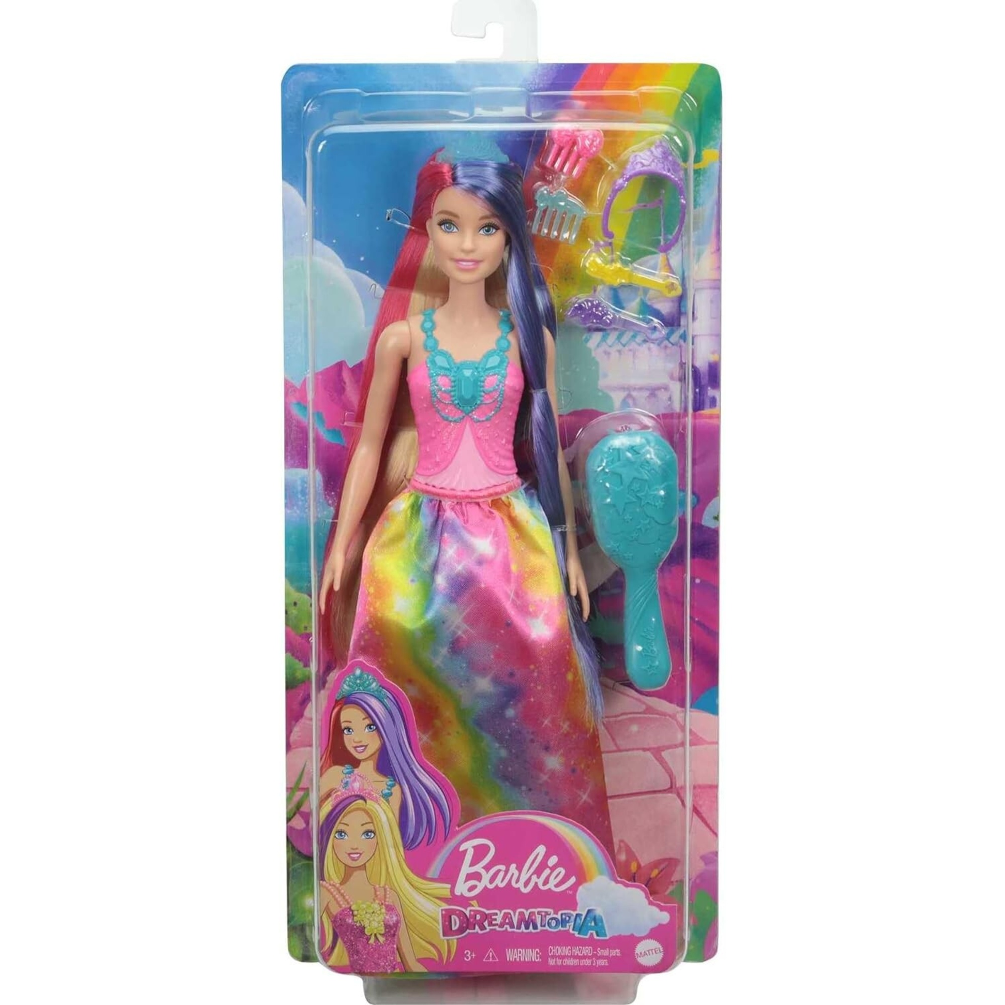 Barbie dreamtopia bambola royal da circa 30cm con lunghissimi capelli fantasia e accessori, giocattolo per bambini 3+anni - gtf38 - Barbie