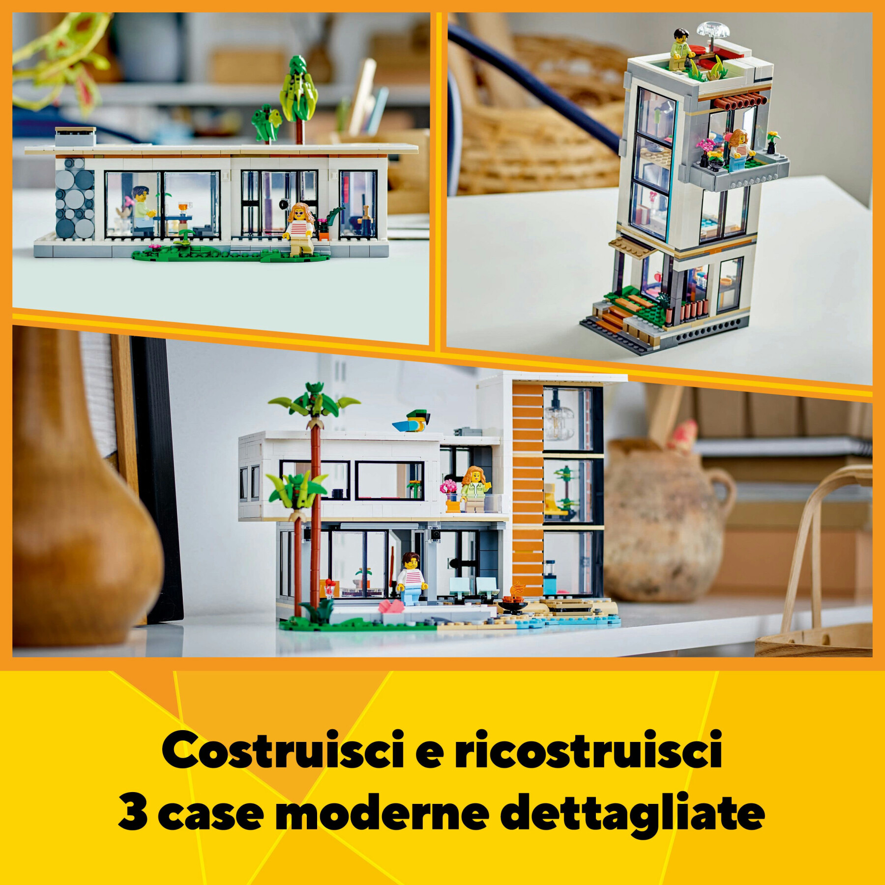 Lego creator 3 in 1 31153 casa moderna, 3 modellini di abitazioni da costruire, giochi per bambini 9+, idea regalo compleanno - LEGO CREATOR, Lego