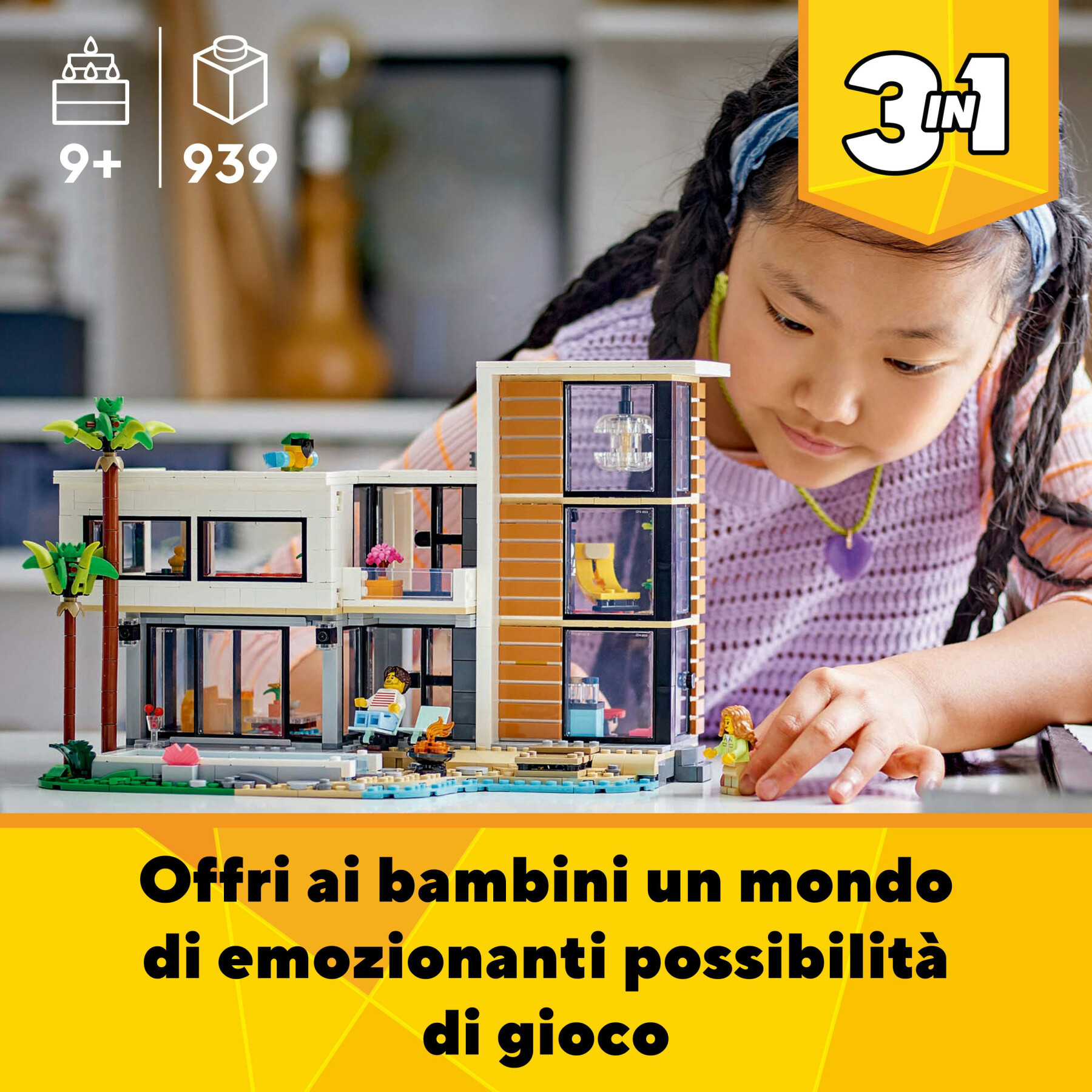 Lego creator 3 in 1 31153 casa moderna, 3 modellini di abitazioni da costruire, giochi per bambini 9+, idea regalo compleanno - LEGO CREATOR, Lego