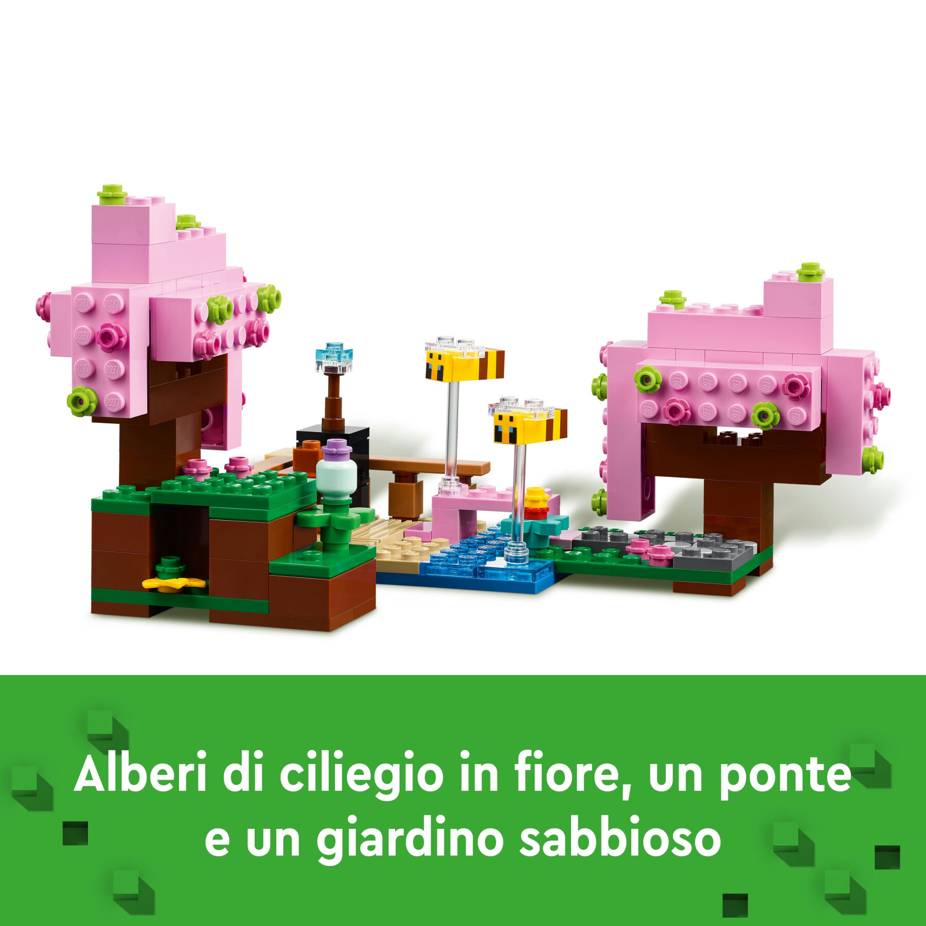 Lego minecraft 21260 il giardino del ciliegio in fiore, modello di bioma con 1 personaggio e animali, giochi per bambini 8+ - MINECRAFT