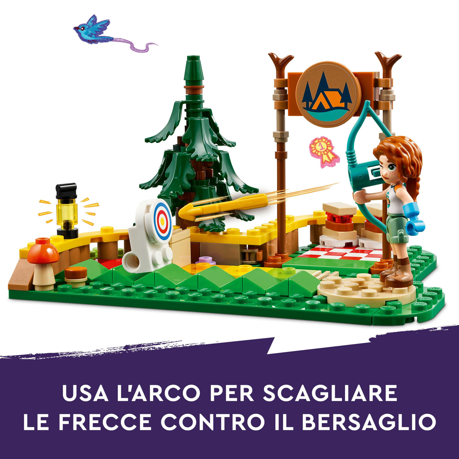 Lego friends 42622 tiro con l'arco al campo avventure, giochi sportivi per bambini 6+ con frecce giocattolo e 2 mini bamboline - LEGO FRIENDS