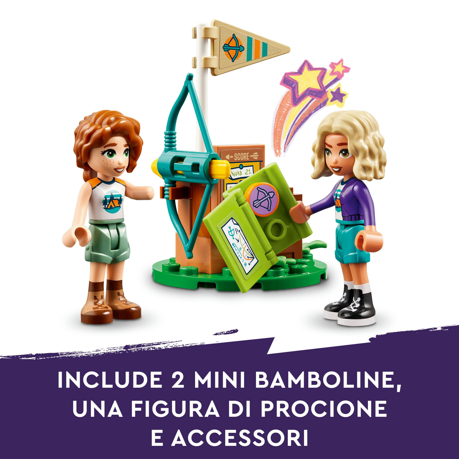 Lego friends 42622 tiro con l'arco al campo avventure, giochi sportivi per bambini 6+ con frecce giocattolo e 2 mini bamboline - LEGO FRIENDS