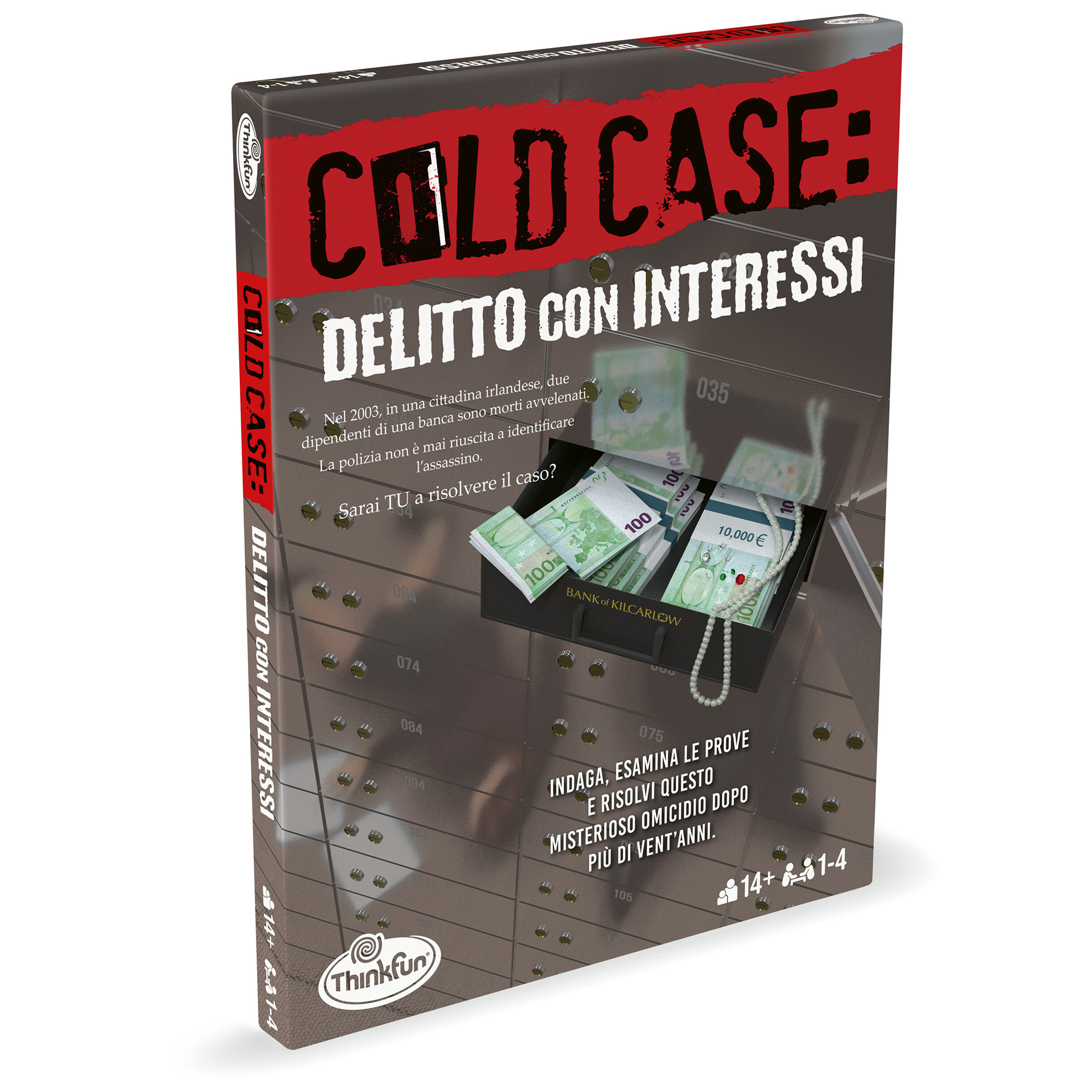 Thinkfun - cold case 3: delitto con interessi, gioco di logica e indagine per adulti, 1-4 giocatori, età 14+ anni - THINKFUN