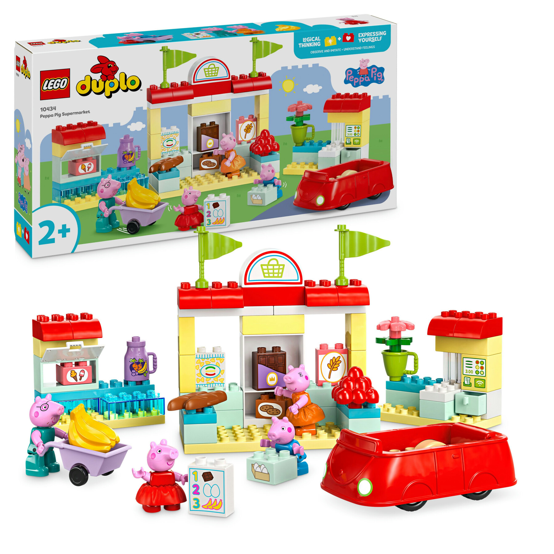 Lego duplo 10434 il supermercato di peppa pig con macchina giocattolo e negozio da costruire, giochi educativi per bambini 2+ - LEGO DUPLO, PEPPA PIG