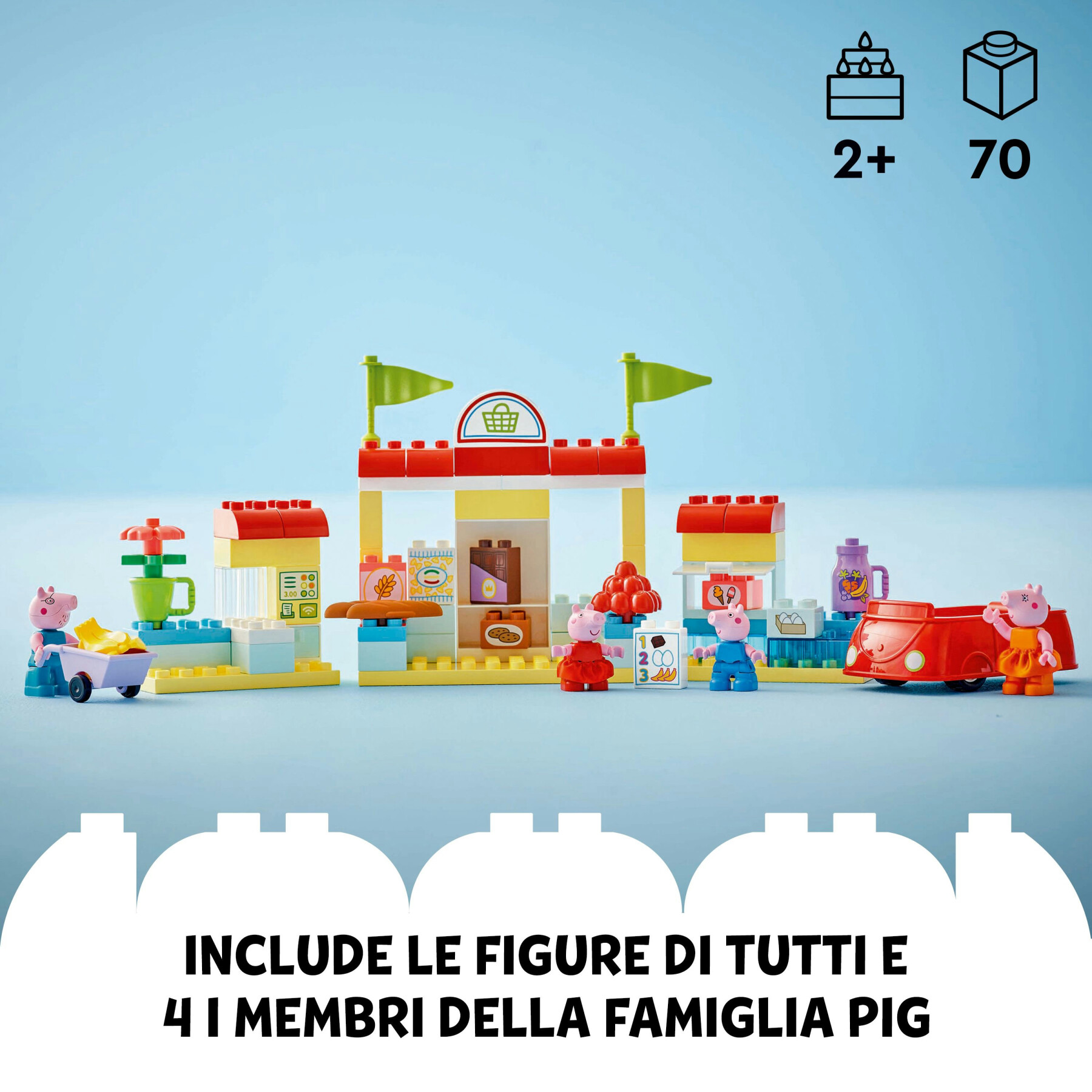 Lego duplo 10434 il supermercato di peppa pig con macchina giocattolo e negozio da costruire, giochi educativi per bambini 2+ - LEGO DUPLO, PEPPA PIG