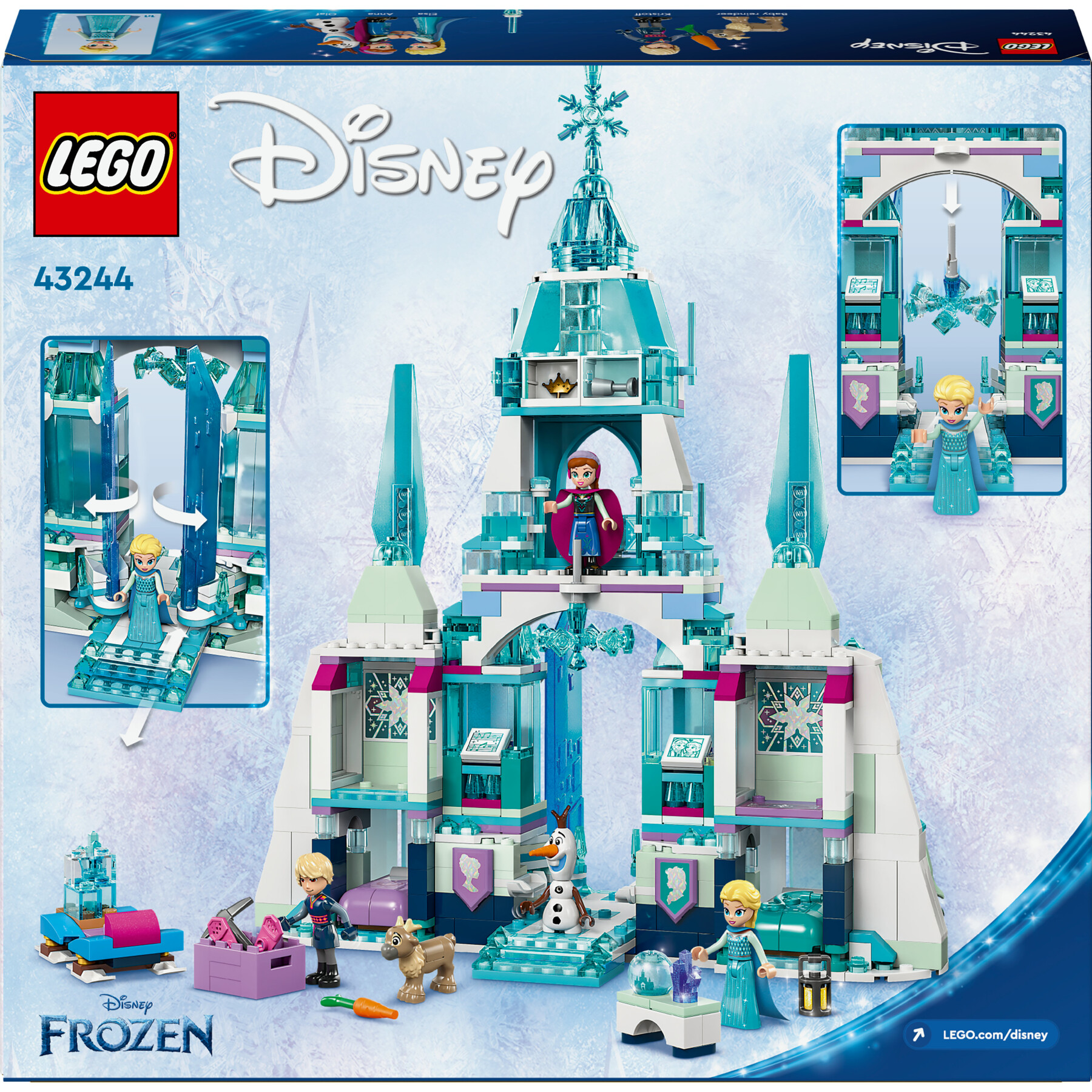Lego ǀ disney 43244 il palazzo di ghiaccio di elsa, modellino da costruire di castello giocattolo, giochi per bambini 6+ - Lego