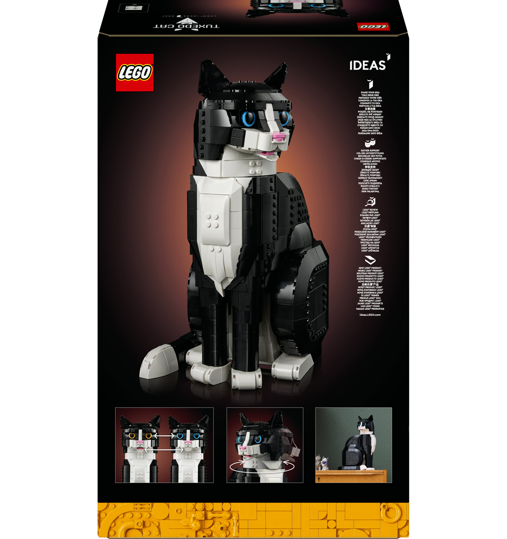 Lego ideas 21349 gatto tuxedo, kit di costruzione per adulti da collezione, idea regalo per lui o lei, decorazione per casa - LEGO IDEAS