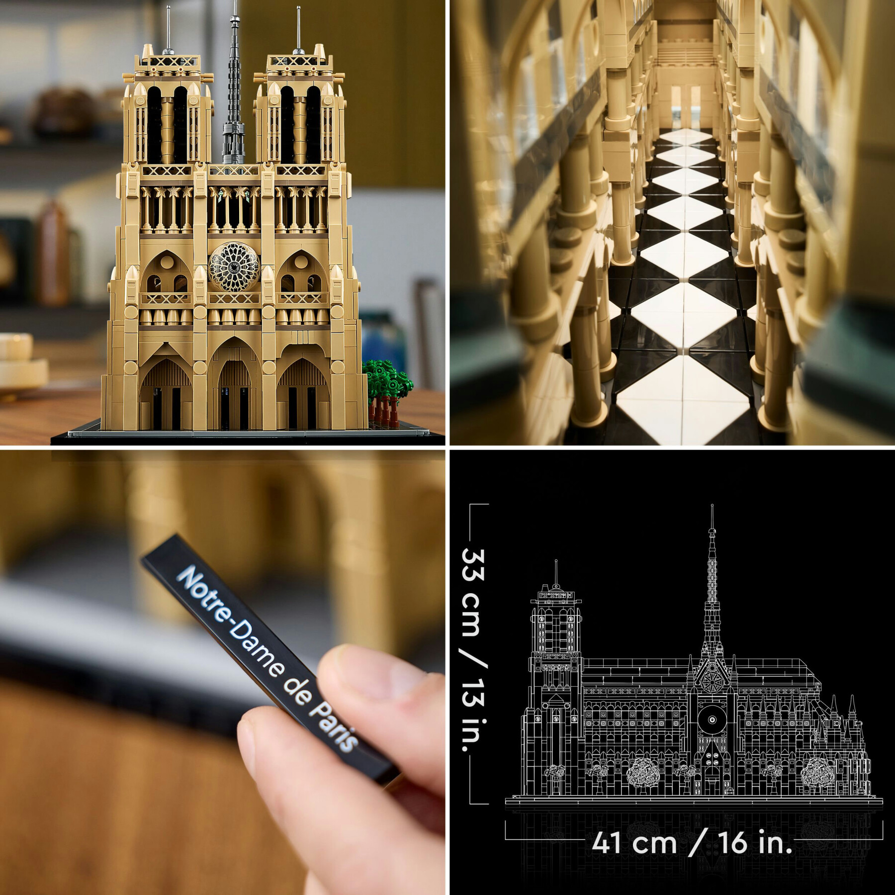 Lego architecture 21061 notre-dame de paris, kit modellismo per adulti di monumento da collezione, regalo per mamma o papà - LEGO ARCHITECTURE