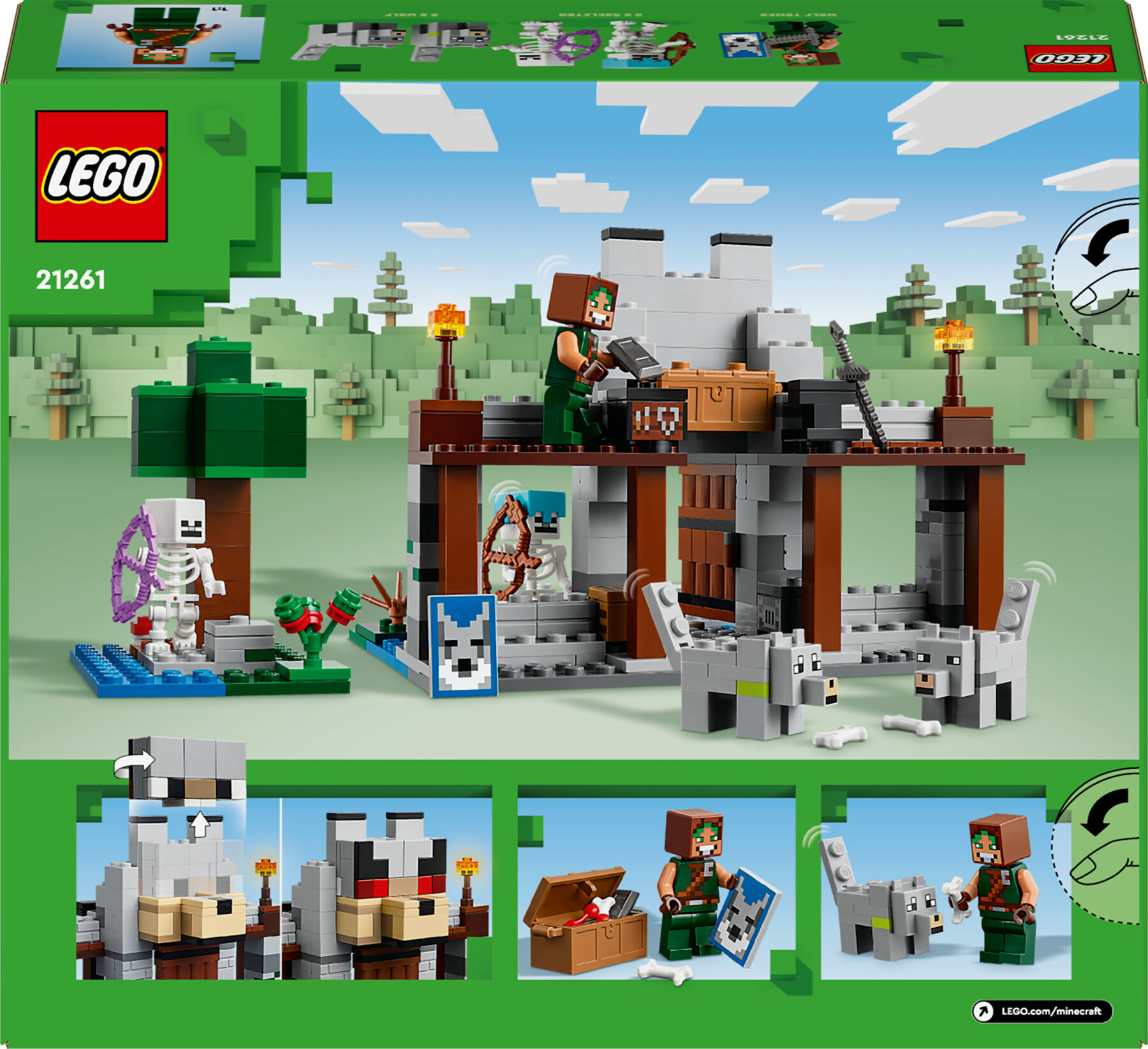 Lego minecraft 21261 il castello del lupo giocattolo da costruire con personaggi e animali, giochi di ruolo per bambini 8+ - MINECRAFT