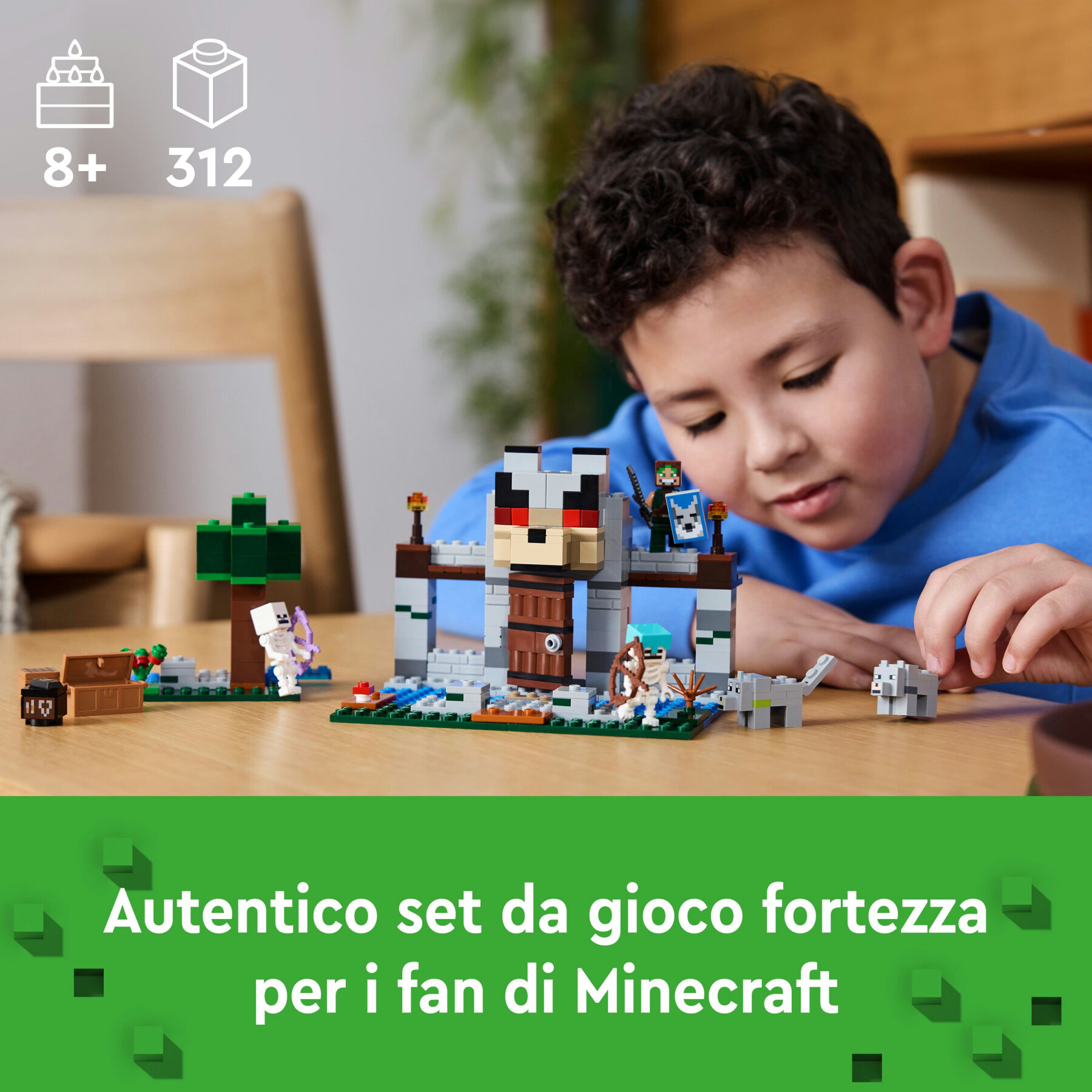 Lego minecraft 21261 il castello del lupo giocattolo da costruire con personaggi e animali, giochi di ruolo per bambini 8+ - MINECRAFT