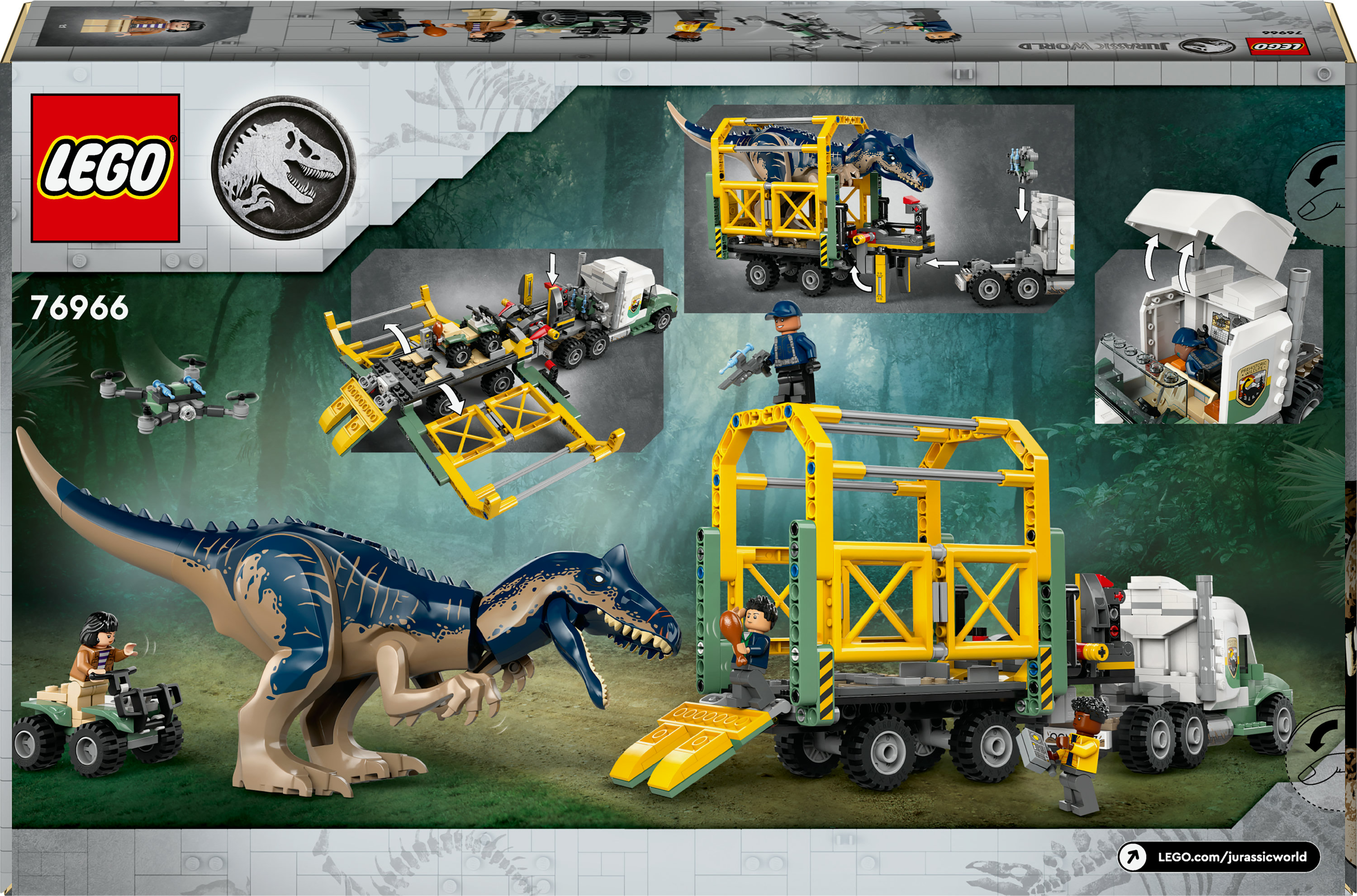 Lego jurassic world 76966 missione dinosauro: camion di trasporto dell’allosauro, giocattolo con veicolo, giochi bambini 8+ - LEGO JURASSIC PARK/W