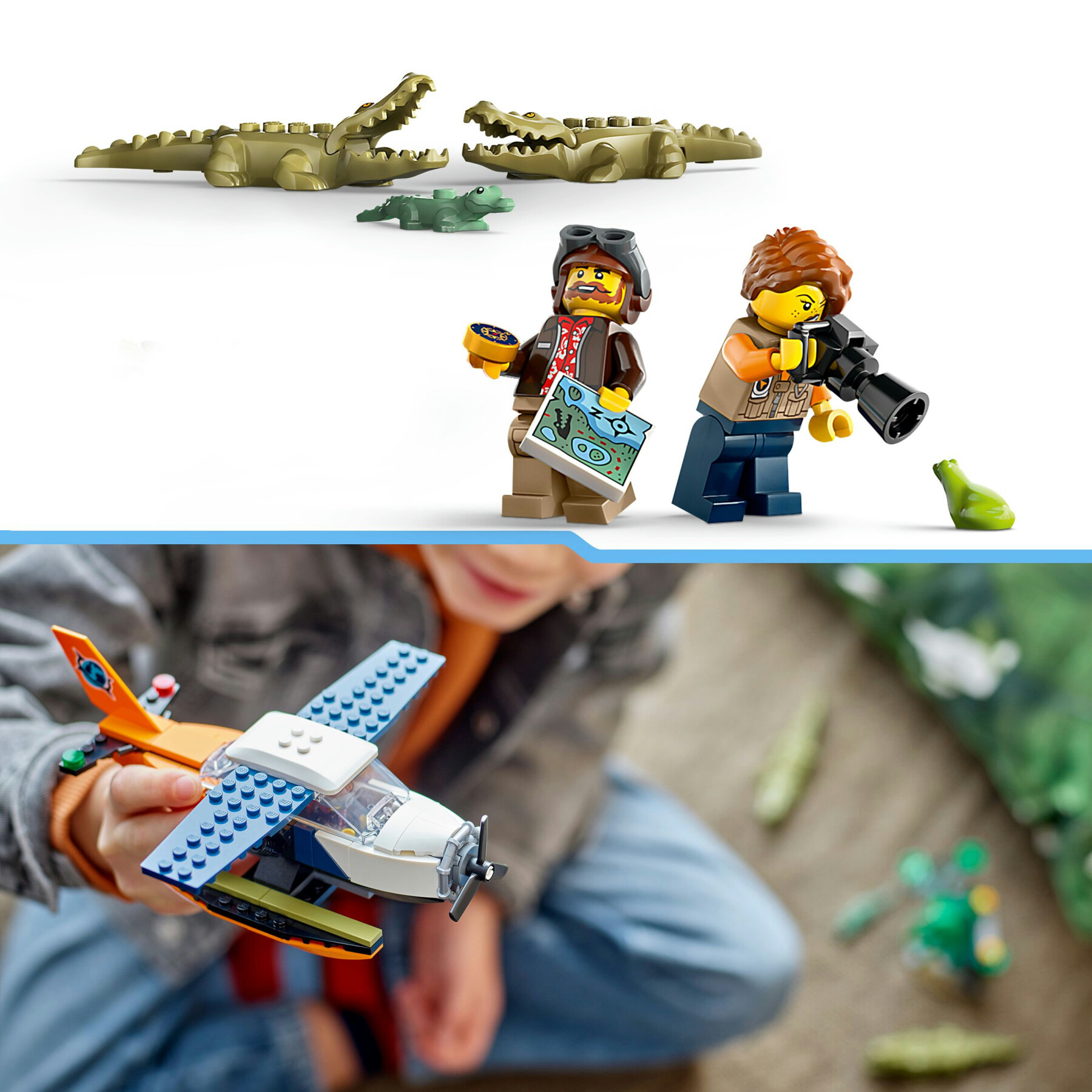 Lego city 60425 idrovolante dell’esploratore della giungla, aereo giocattolo con 2 minifigure e 3 animali, giochi bambini 6+ - LEGO CITY