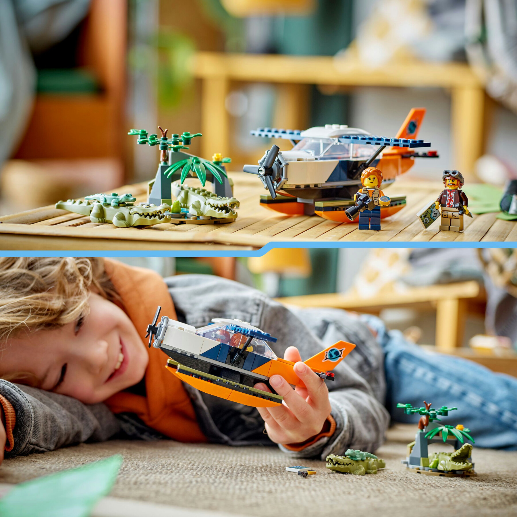 Lego city 60425 idrovolante dell’esploratore della giungla, aereo giocattolo con 2 minifigure e 3 animali, giochi bambini 6+ - LEGO CITY