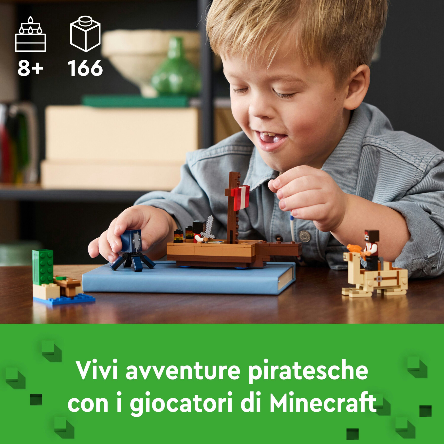 Lego minecraft 21259 il viaggio del galeone dei pirati, barca giocattolo da costruire con personaggi, giochi per bambini 8+ - MINECRAFT