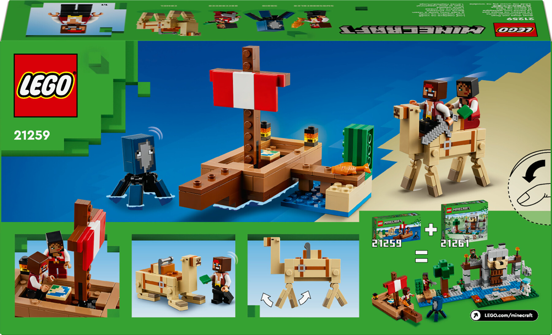 Lego minecraft 21259 il viaggio del galeone dei pirati, barca giocattolo da costruire con personaggi, giochi per bambini 8+ - MINECRAFT