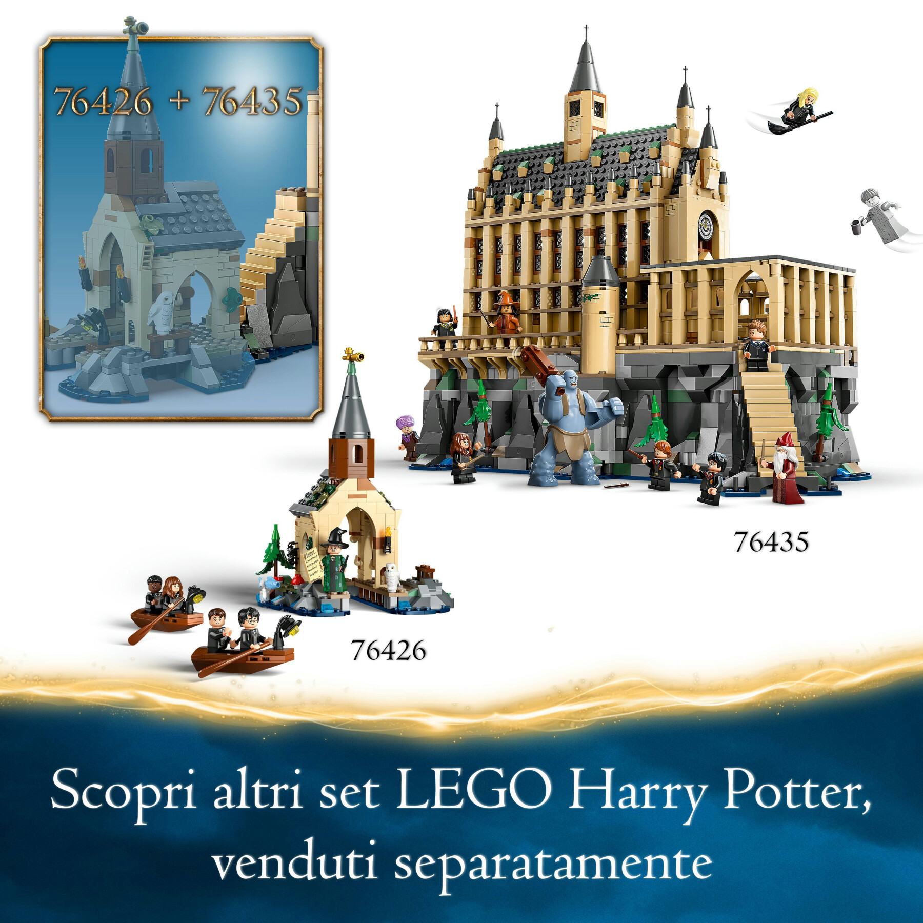 Lego harry potter 76435 castello di hogwarts: sala grande, giocattolo da collezione con 11 minifigure, giochi per bambini 10+ - LEGO® Harry Potter™