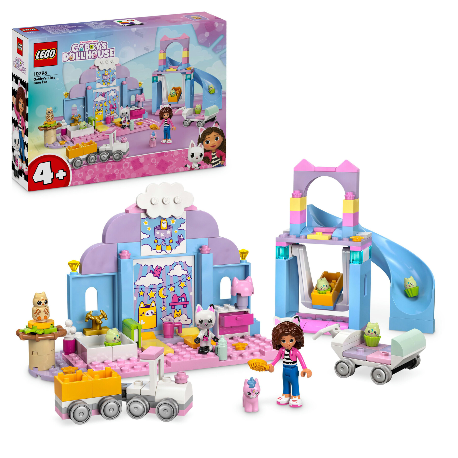 Lego la casa delle bambole di gabby 10796 asilo gatto-orecchio di gabby, giochi educativi per bambini 4+ anni con 6 personaggi - GABBY'S DOLLHOUSE