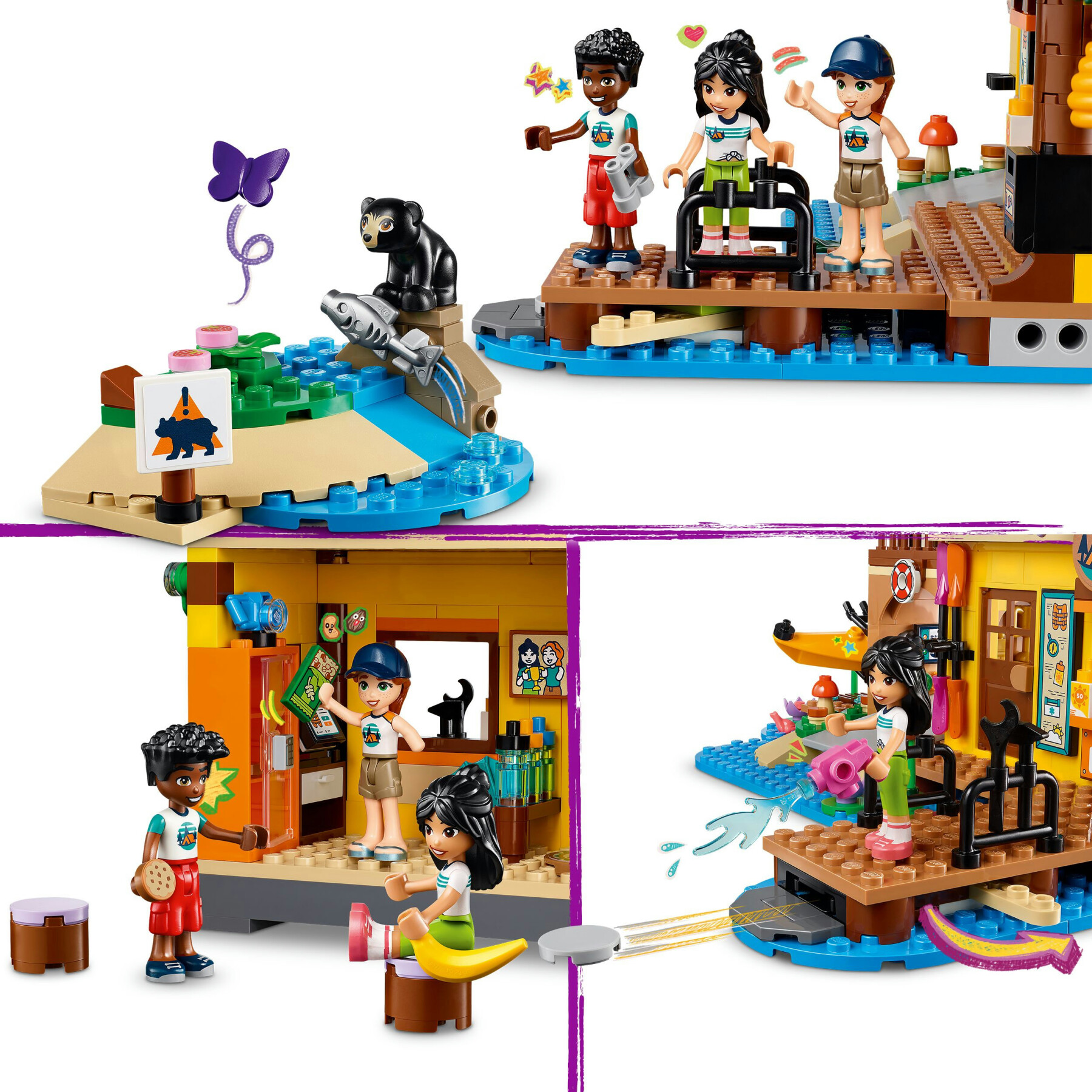 Lego friends 42626 campo avventura - sport acquatici, giochi di educativi per bambini 7+ anni con molo e campeggio giocattolo - LEGO FRIENDS