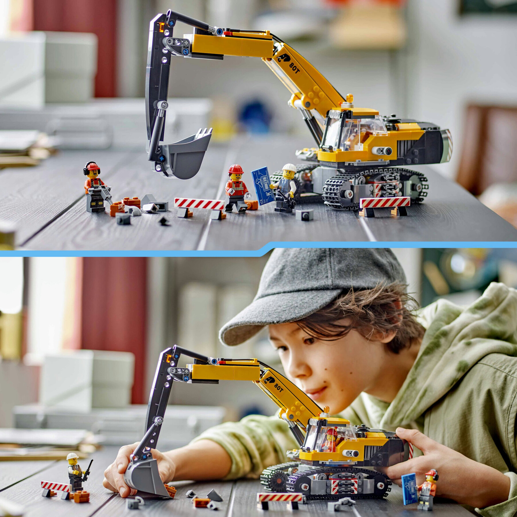 Lego city 60420 escavatore da cantiere giallo, giochi creativi per bambini 8+, veicolo giocattolo da cantiere e 3 minifigure - LEGO CITY