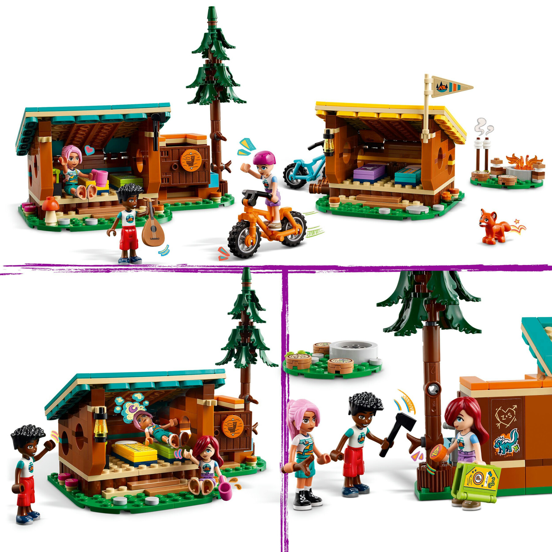 Lego friends 42624 cabine relax al campo avventure, giochi educativi per bambini 7+ anni, campeggio giocattolo da costruire - LEGO FRIENDS