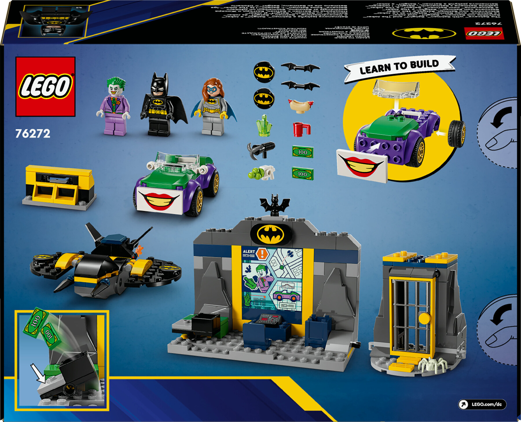 Lego dc 76272 batcaverna con batman, batgirl e the joker, giocattolo con action figure dei supereroi, giochi per bambini 4+ - LEGO SUPER HEROES