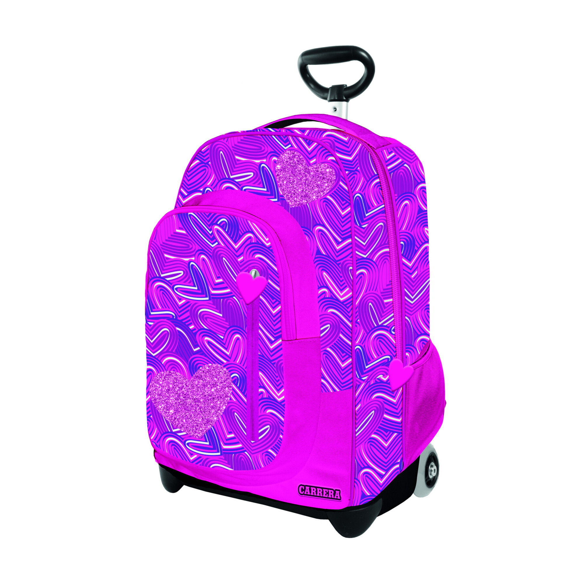 Trolley scuola heartbeat girl:  ruote anti-rumore, litri 33, barra regolabile. perfetto per la scuola - CARRERA