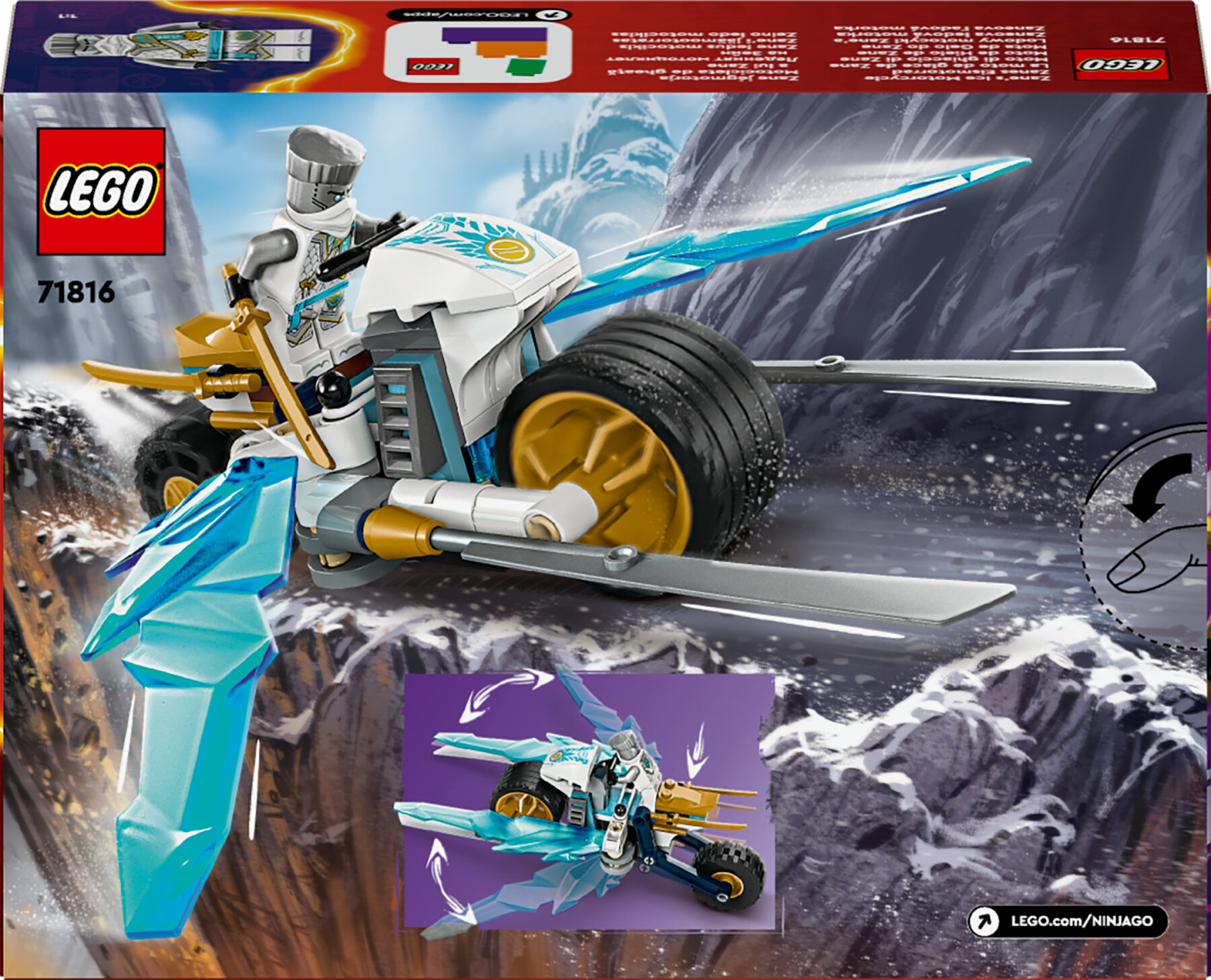 Lego ninjago 71816 moto di ghiaccio di zane, veicolo giocattolo da costruire con 1 minifigure, gioco d'azione per bambini 7+ - LEGO NINJAGO