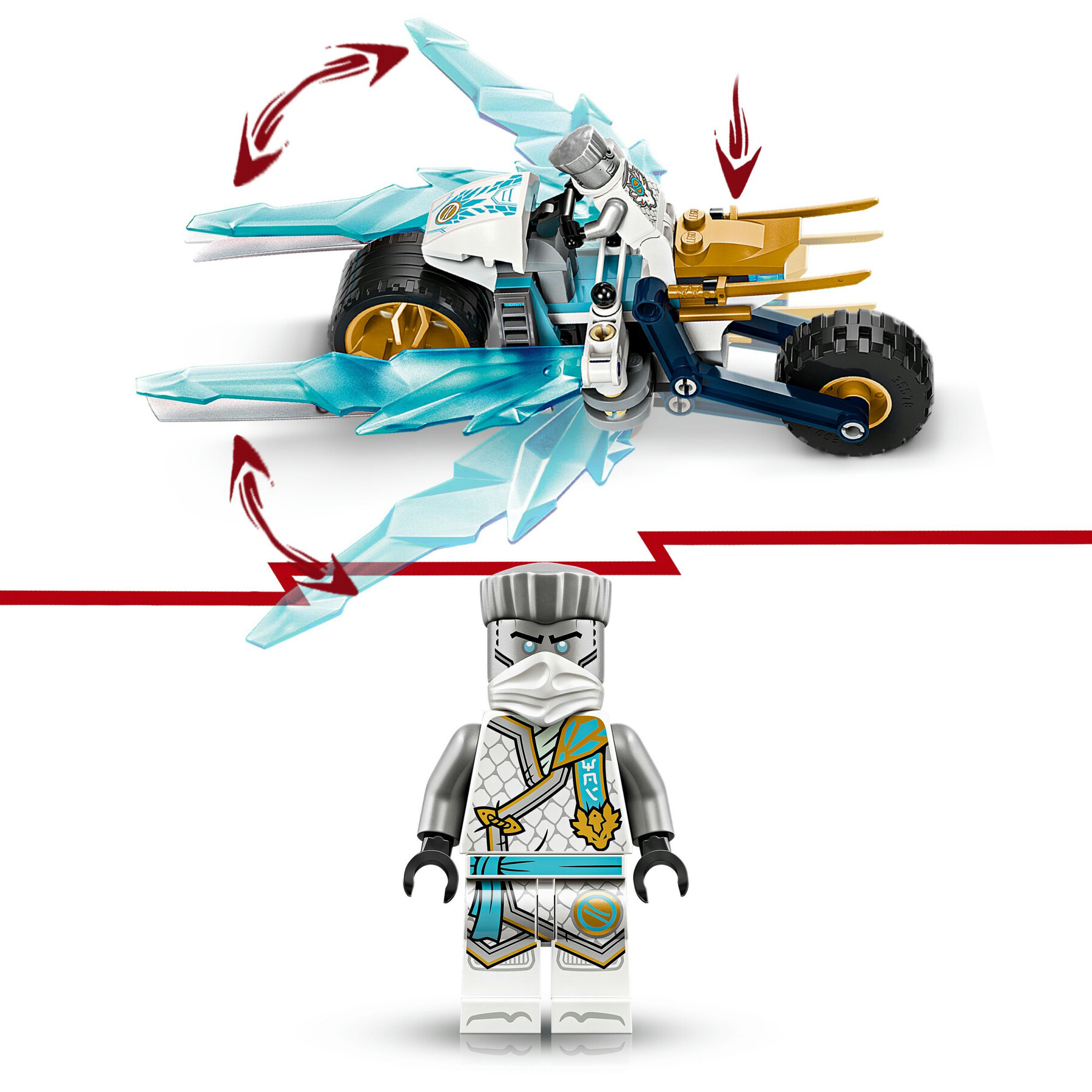 Lego ninjago 71816 moto di ghiaccio di zane, veicolo giocattolo da costruire con 1 minifigure, gioco d'azione per bambini 7+ - LEGO NINJAGO